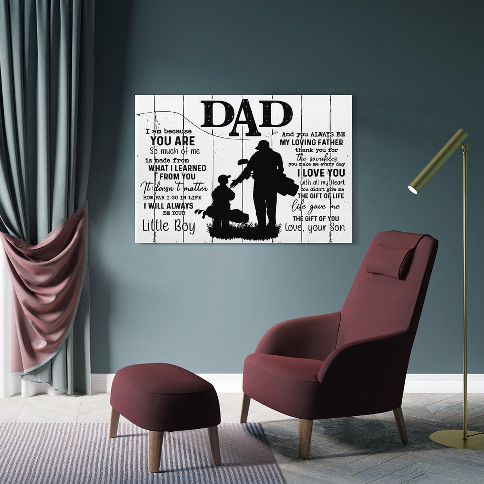 Junmoney Canvas Art Print Gift For Dad, 20x30inch(50x75cm), for Home Office, Desk Area Or Studio, Wall Art That Adds Style to Work Areas