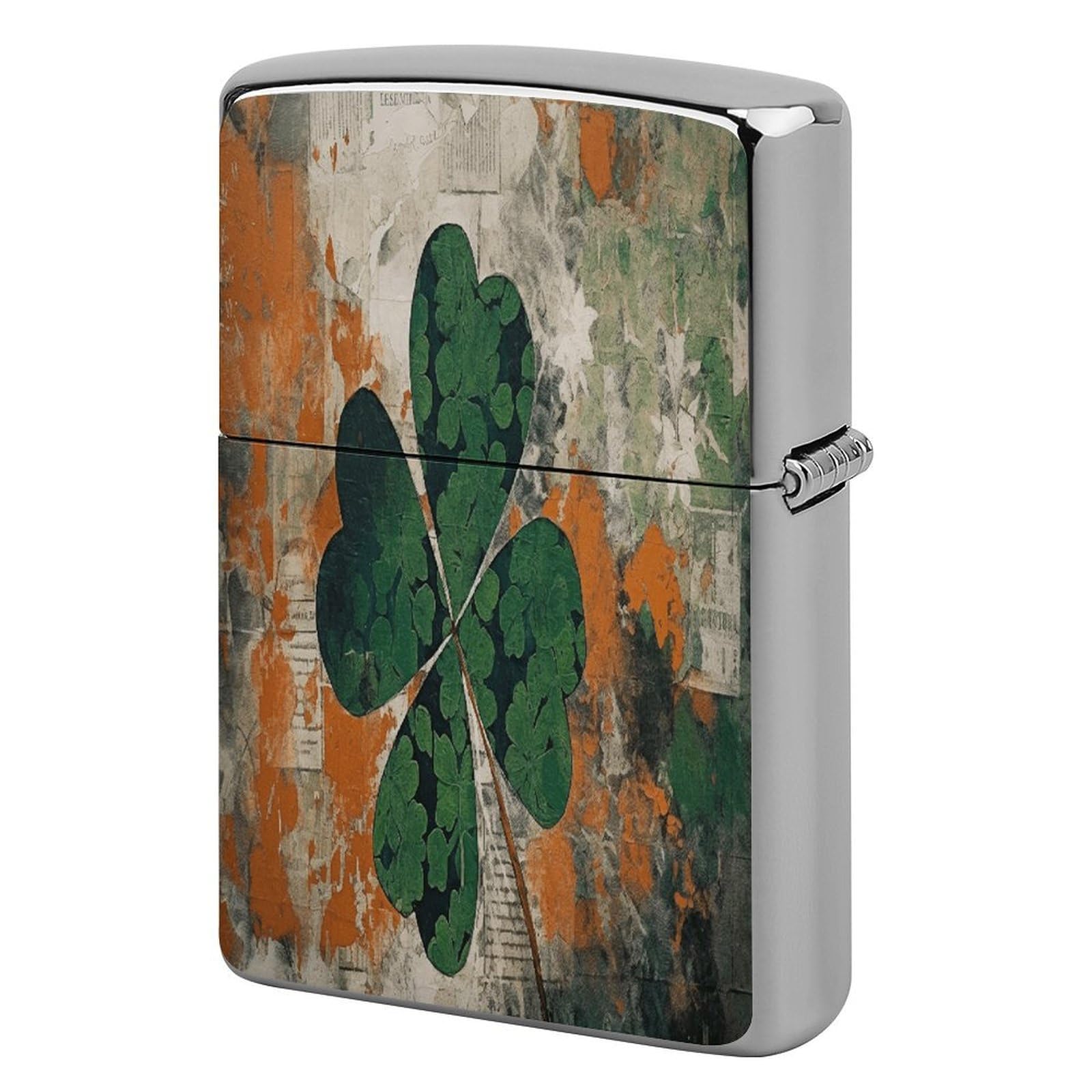 Fekiloot Style Green Leaves Image Lighter Case Cover Lighter Holder