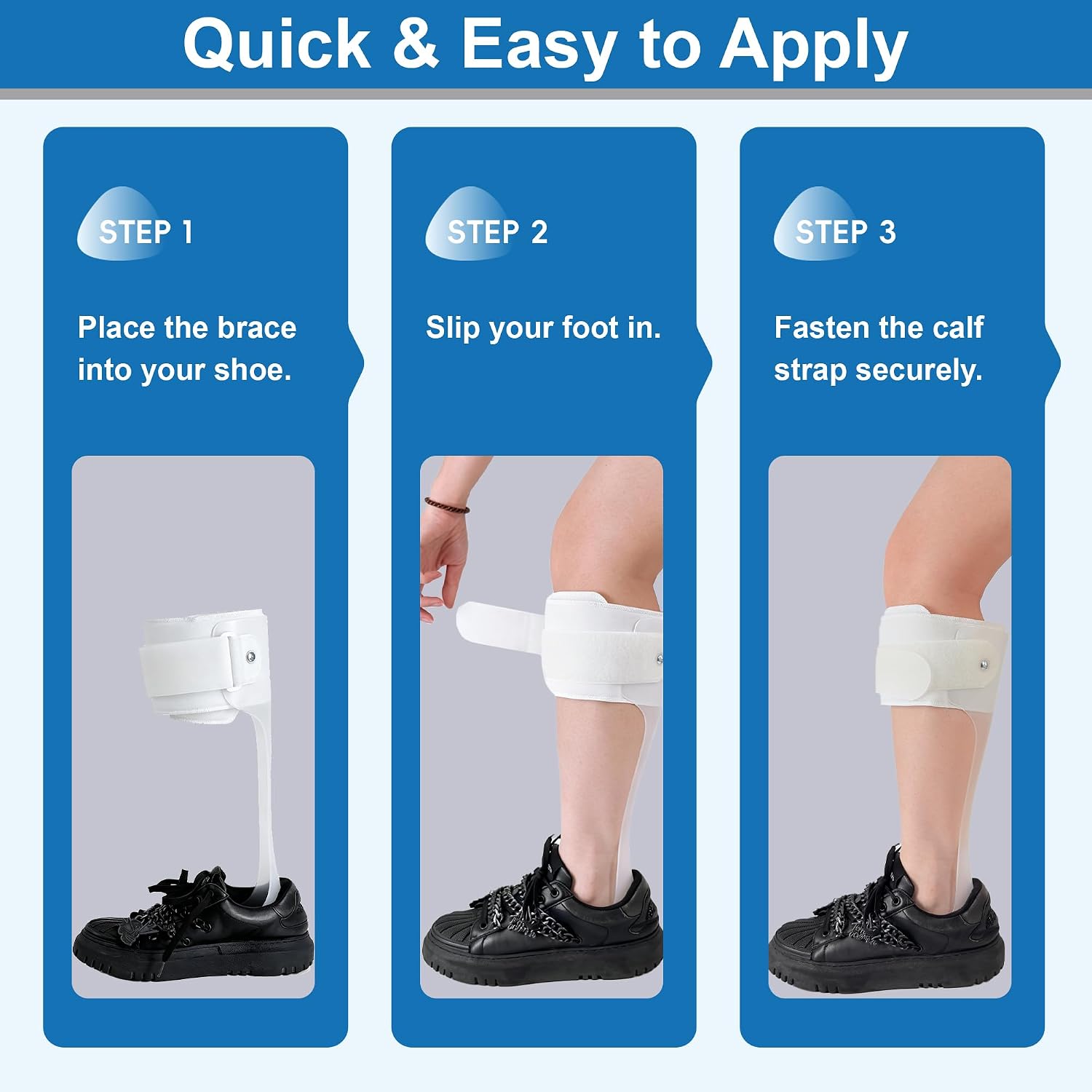AFO Drop Foot Brace, Half Palm Foot Drop Splint, Medical Ankle Foot Orthosis, Lightweight Walking Support for Natural Gait, Fits in Shoes for Men and Women (Small, Left)