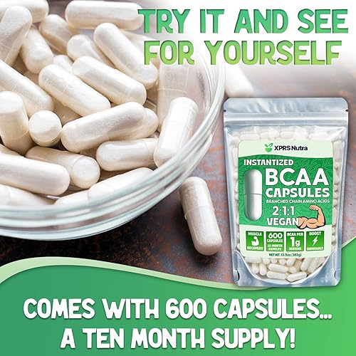 Miniatura 9 de BCAA Aminoácidos Cápsulas - Suplemento de aminoácidos BCAAS Premium - Pastillas BCAA - Cápsulas de aminoácidos BCAAS - Suplementos nutricionales de