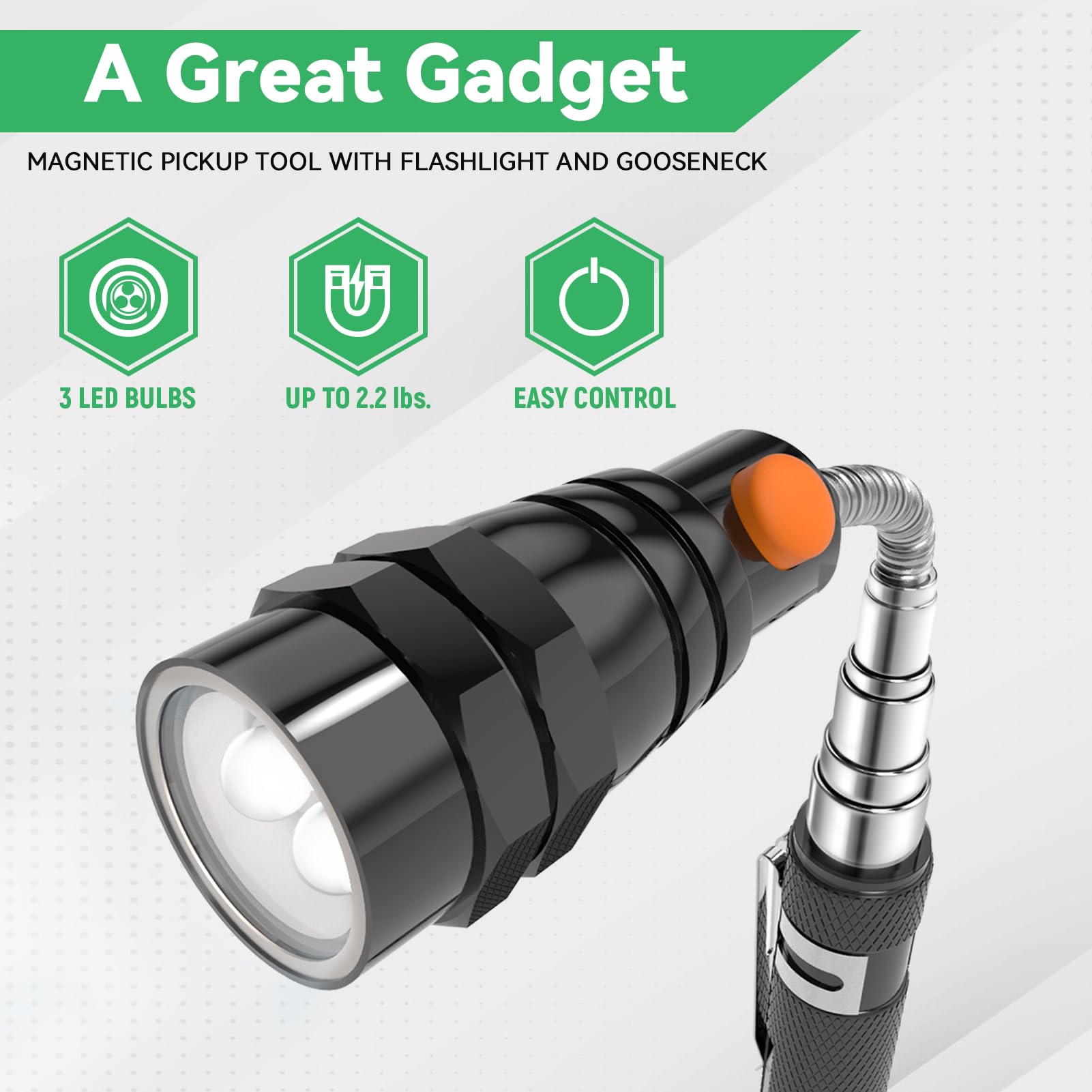 Fathers Day Dad Gifts for Dad, Telescoping Magnetic Pickup Tool, Birthday Gifts for Men, Magnetic Flashlight, Gifts for Men,Women, Cool Gadgets for Men, Black