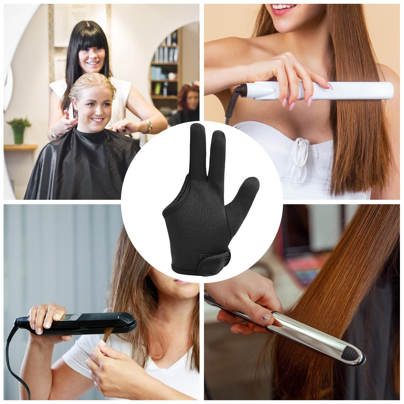 Gants protecteurs de chaleur - mitaines de style élastique, équipement de salon professionnel | Barrière thermique lavable à la machine, outil de sécurité de curling, gants à 3 doigts pour le sèche-