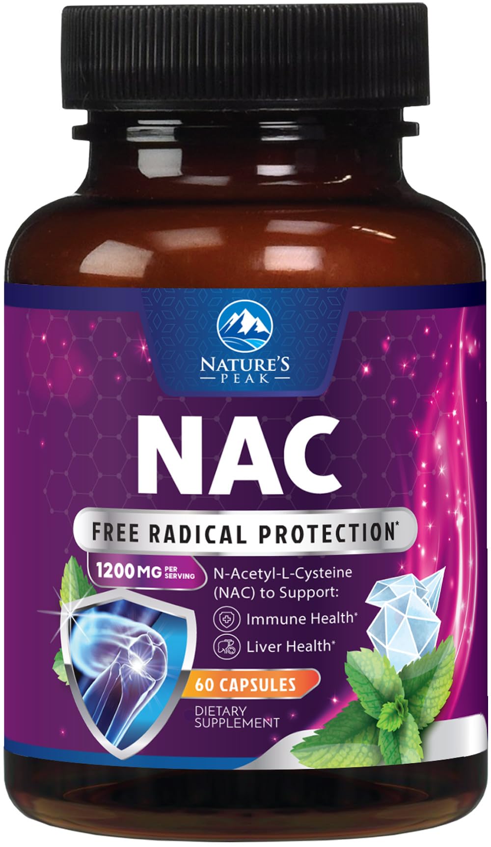 NAC Supplement 1200mg Optimal Absorption Immune Support with Powerful Antioxidants - Respiratory Liver Health Support - Bottled in