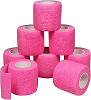 Vista 1 de Vendajes autoadherentes para deportes, esguince, hinchazón y dolor en muñeca y tobillo, 8 unidades, 2 x 14.7 pies (rosa)