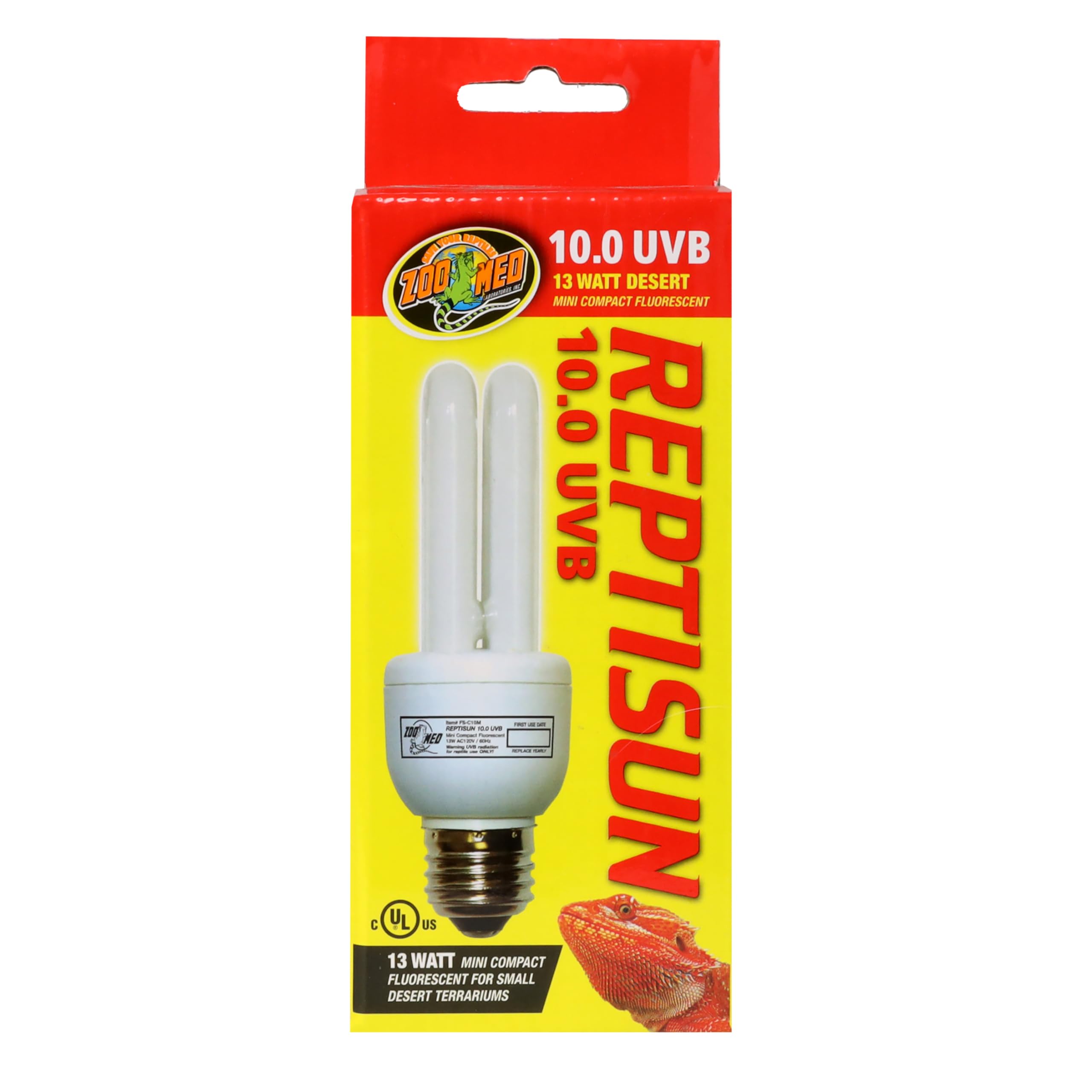 Zoomed Reptisun - Terrarium and reptile lamp 13 Watt, 10.0 UVB, UVA, bulb for reptiles, turtles, frogs and terrarium plants