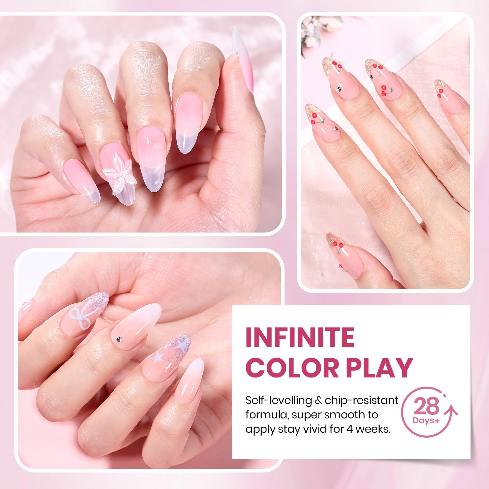 Beetles 4th of July Gel Nail Polish Set 20 Colors Red Blue White Nails with No Wipe Base and Glossy & Matte Top Coat for Soak-off UV Light Gel Nail Art Manicure Set DIY at Home Gifts for Women Girls