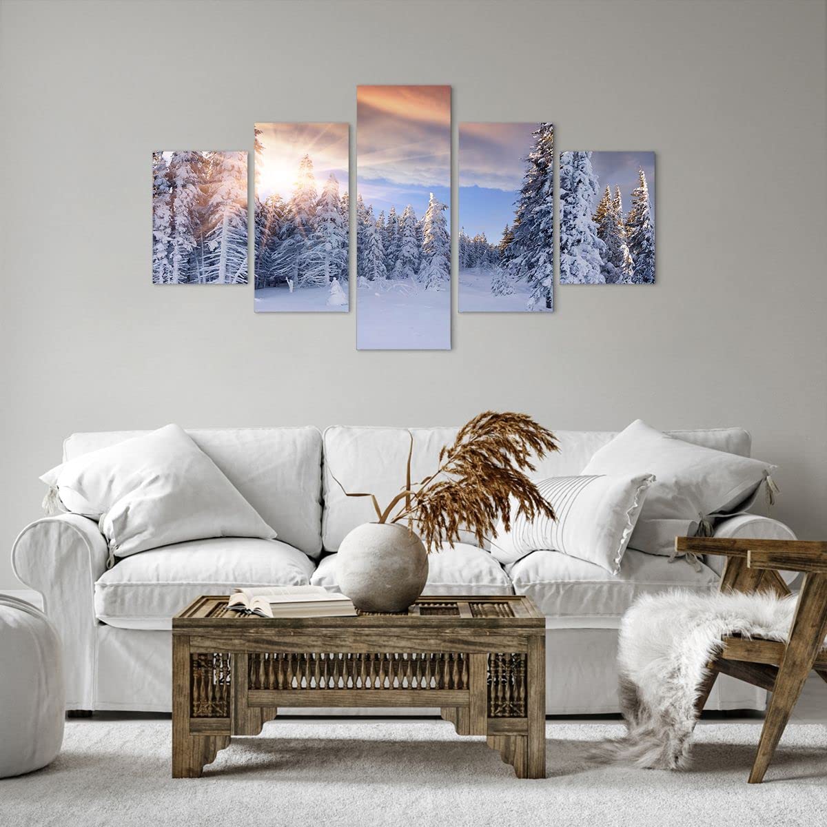 Quadro Su Tela 'Avventura Alpi Inverno' - Stampa Decorativa 70x50cm Per Parete - Foto 3