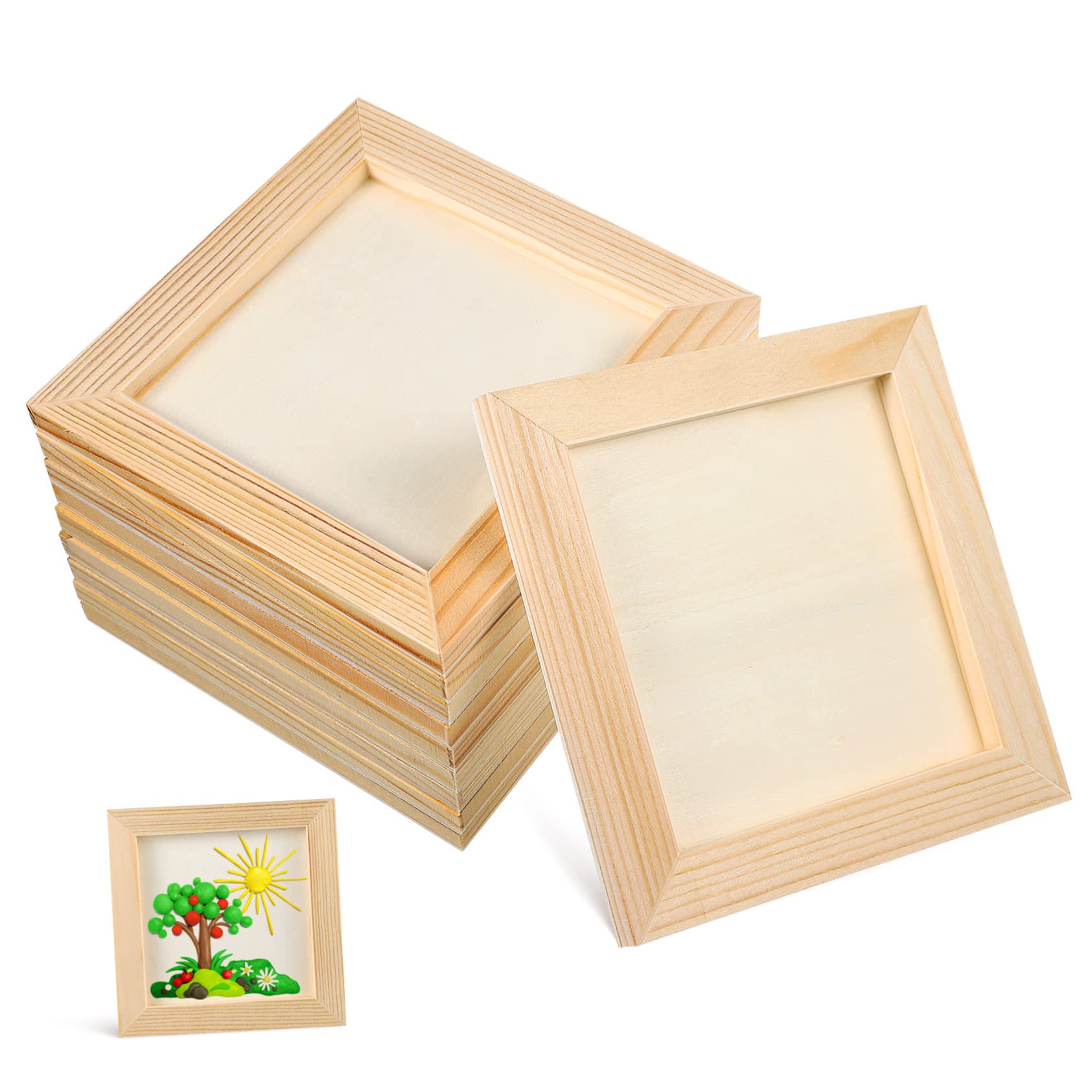 DIYEAH Diy Wooden Picture Frames 10 Pack Square Art Frames for Boys and Girls for Clay Painting Decorations