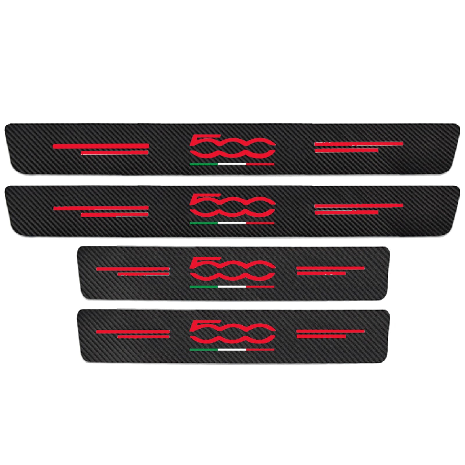 KAFMZEP Car Door Sill Protector for Fiat 500 500C 500E 500L 500C 500S 500X 4PCS Car Door Sill Scuff Plate Carbon Fiber Stickers Accessories,A Red