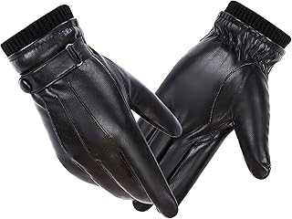 [Kemolpo] 手袋 メンズ 革手袋 スマホ対応 防寒 レザーグローブ 裏起毛 保温 防風 撥水加工 バイク 運転 通勤 秋 冬