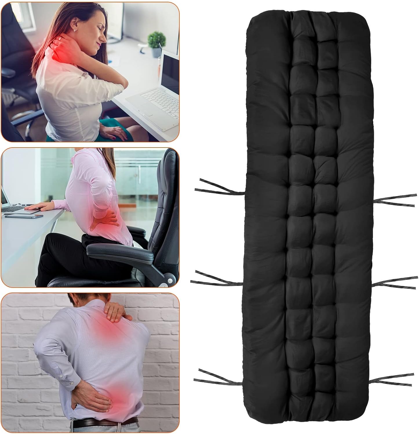 Black Polyester Chaise Lounger Cushion for Outdoor Recliners
