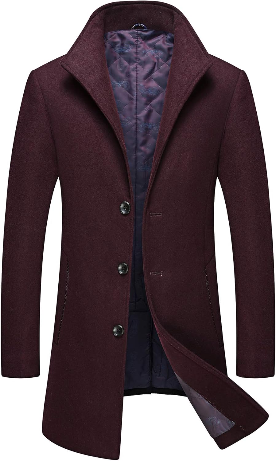 Itemnew Man's Gentle Stylish Detachable Scarf Single Breasted Thick Padded Wool Formal Pea Coat