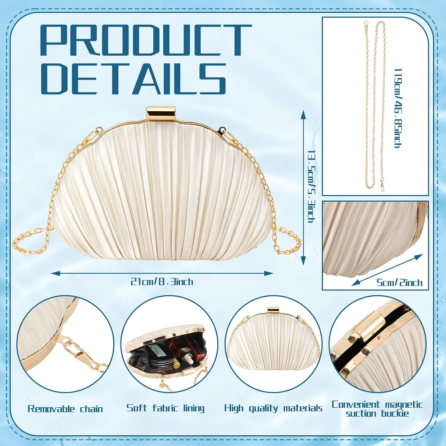 Tondiamo 14 Pcs Seashell Jewelry Set for Women Shell Clutch Purse Summer Beach Layer Necklace Bracelets Rings Earrings Gift