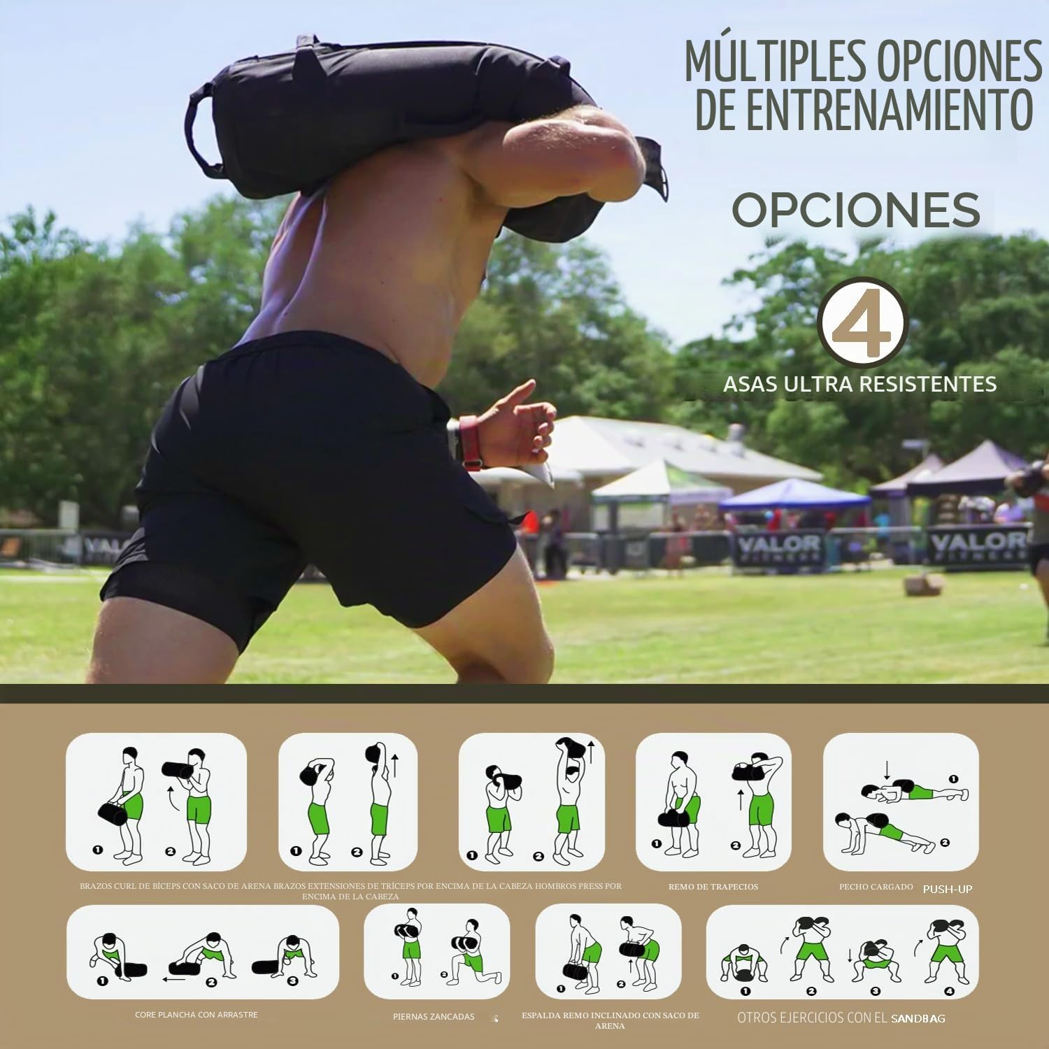 Favuit Saco de arena, saco de peso para entrenamiento de fuerza, ajustable, con 3 bolsillos interiores, Core Power Bag para entrenamiento funcional