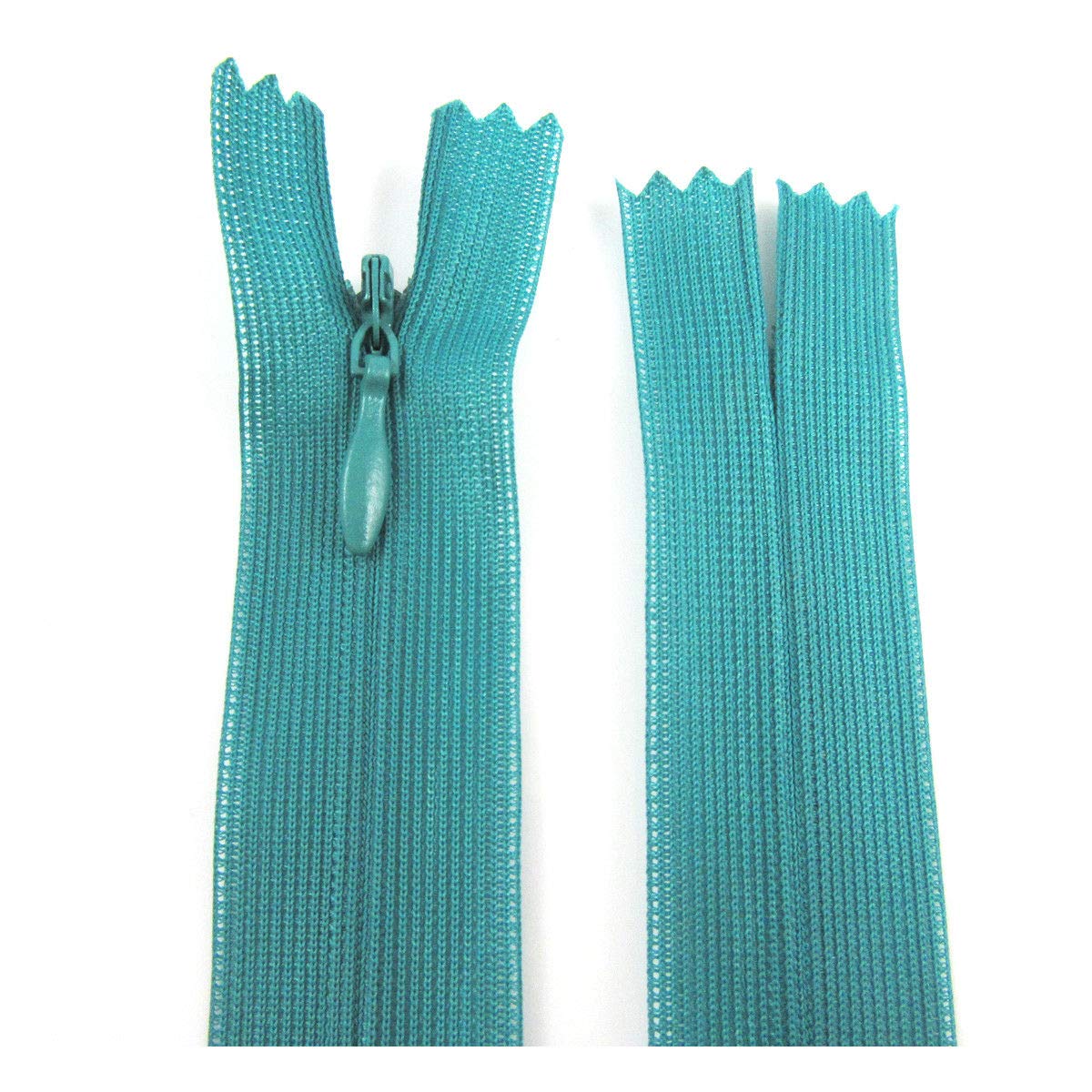 Pack of 10 Concealed No.3 Invisible Nylon ZIPS *19 Colours * 8 Sizes * Closed END Zip Sewing Repairs (Blue/Green NZ257, 16 Inch)