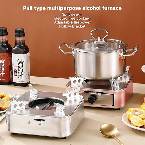 Miniatura 3 de Tyenaza Estufa de alcohol, quemador de alcohol portátil de acero inoxidable, estufa de mochilero, estructura de quemador, estufa de campamento para