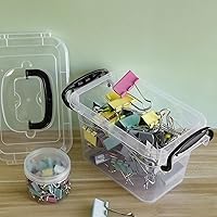 Vista 5 de Contenedores de plástico transparente con tapas, 6 paquetes, mini contenedores de plástico con pestillo, 1.5 L