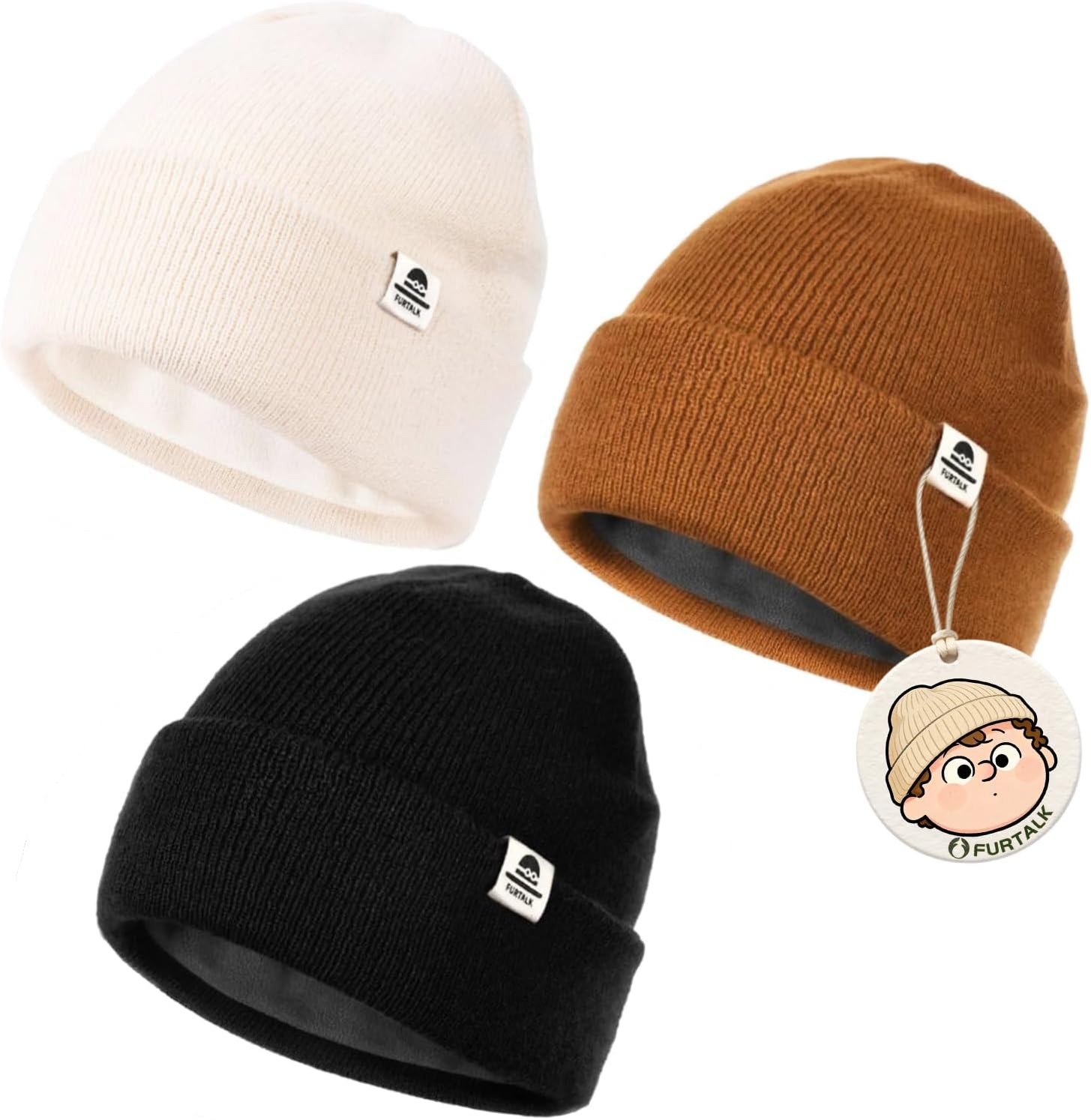 Baby Beanie Fleece Lined Toddler Winter Hat Boys Girls Knit Warm Beanies Kids Ski Hats for 0-8 Years