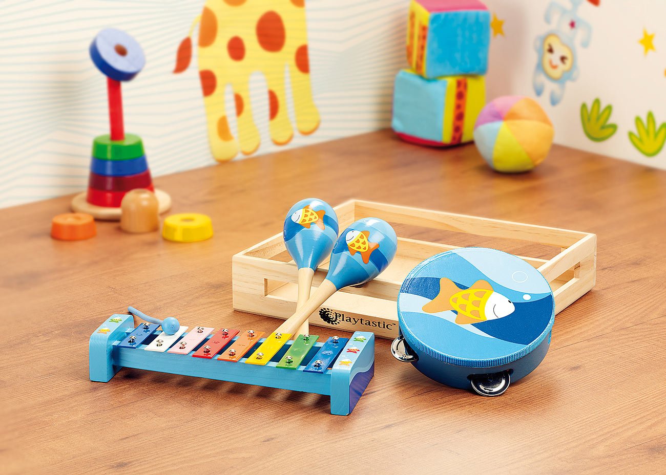 Batterie Bebe Funsland Jouet - Montessori Jeux En Bois Bebe Batteries Et Percussions Pour Enfants, Maracas, Xylophone Bebe, Enfant Jouet Instrument De Musique Bebe