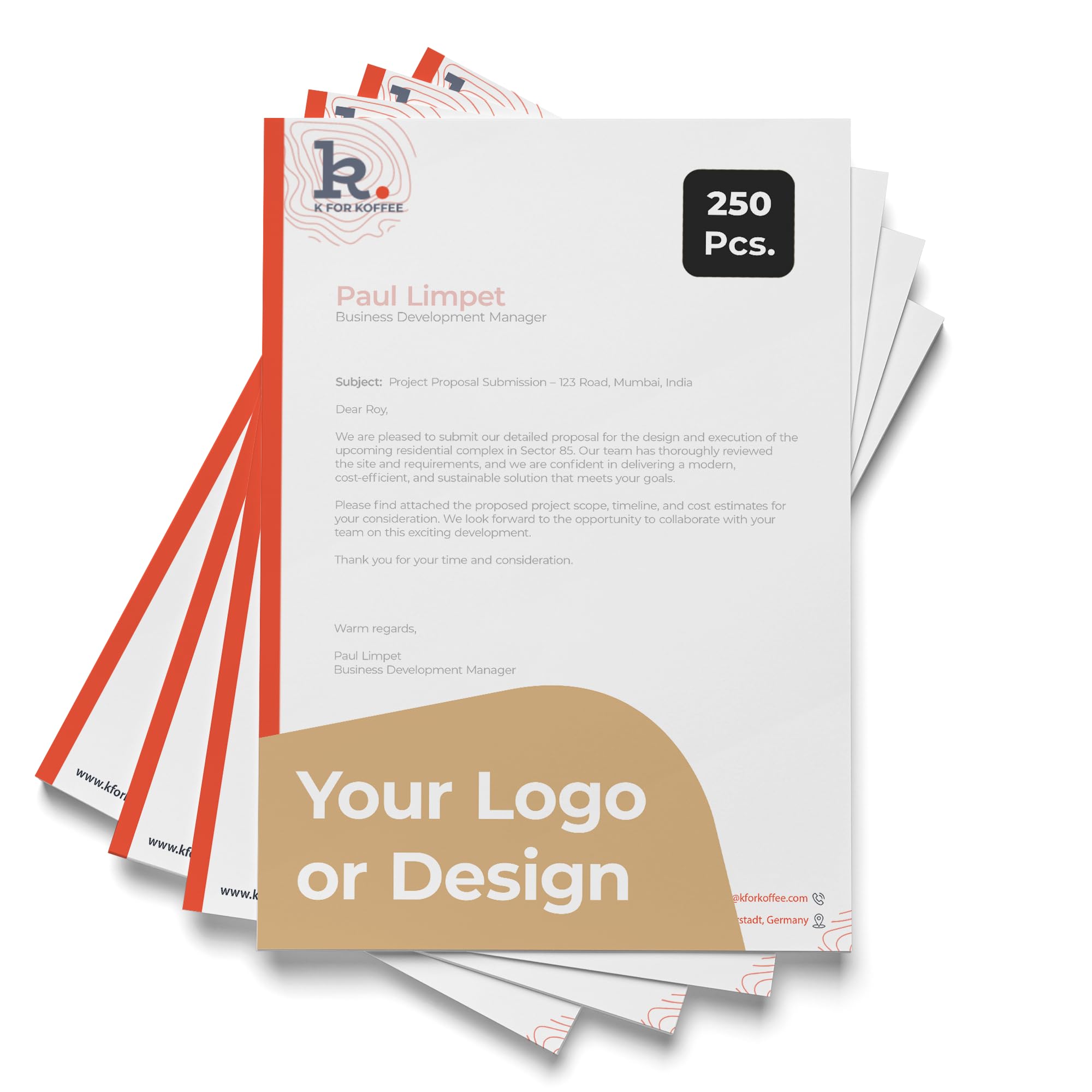 Cimpress Custom A4 Letterhead Paper - Personalised Business Stationery with Company Logo - Branded Design for Professional Use - Packs of 10, 50, 100, or 250 (250) โ image 1