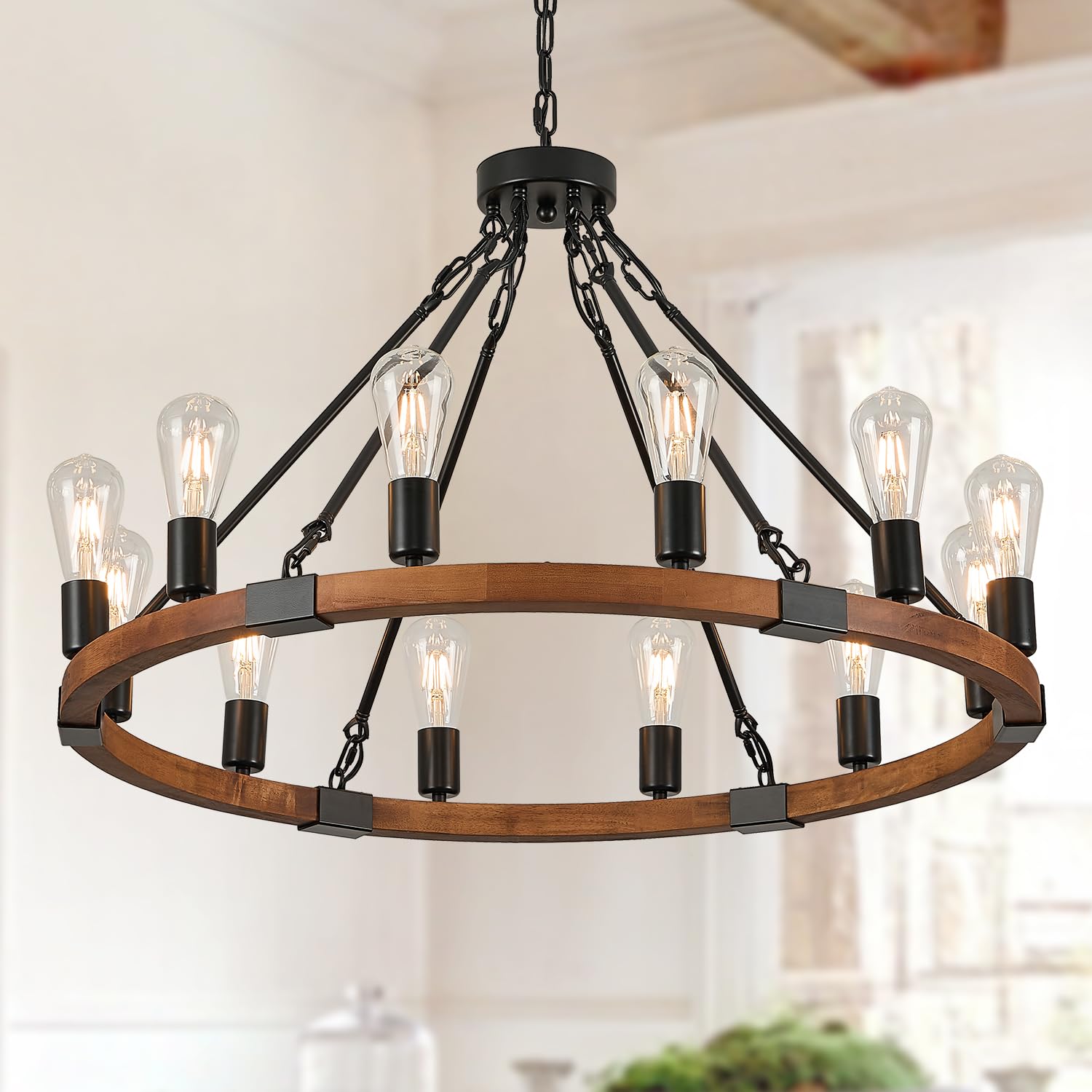 Wagon Wheel 12-Light Rustic Chandelier