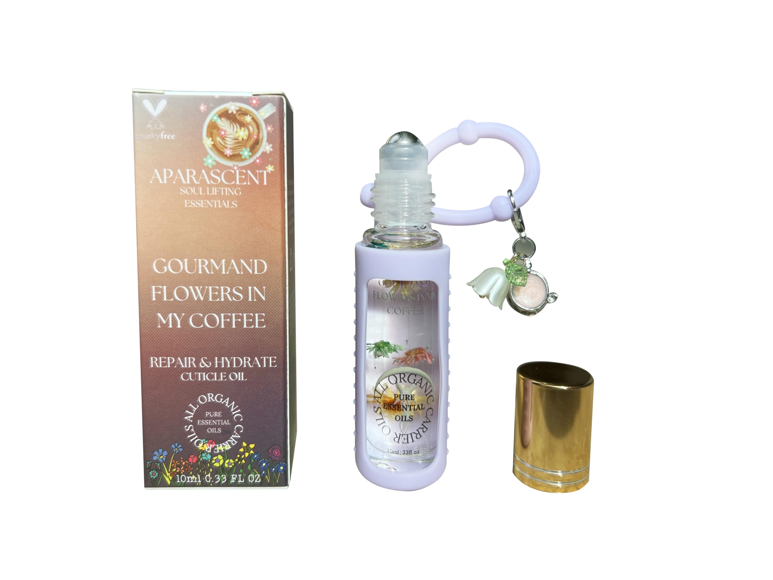 Gourmand Flowers in my Coffee Repair & Hydrate Cuticle & Nail Oil for Growth and Strength Serum w/Coconut MCT, Jojoba & Rosehip for Dry Nails, Nail Hardener for Damaged Nails