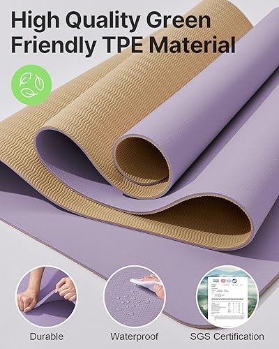 Miniatura 5 de Tapete de yoga, tapete de ejercicio TPE antideslizante (14 de pulgada) para pilates, fitness y entrenamientos descalzos, estudio de gimnasio en casa