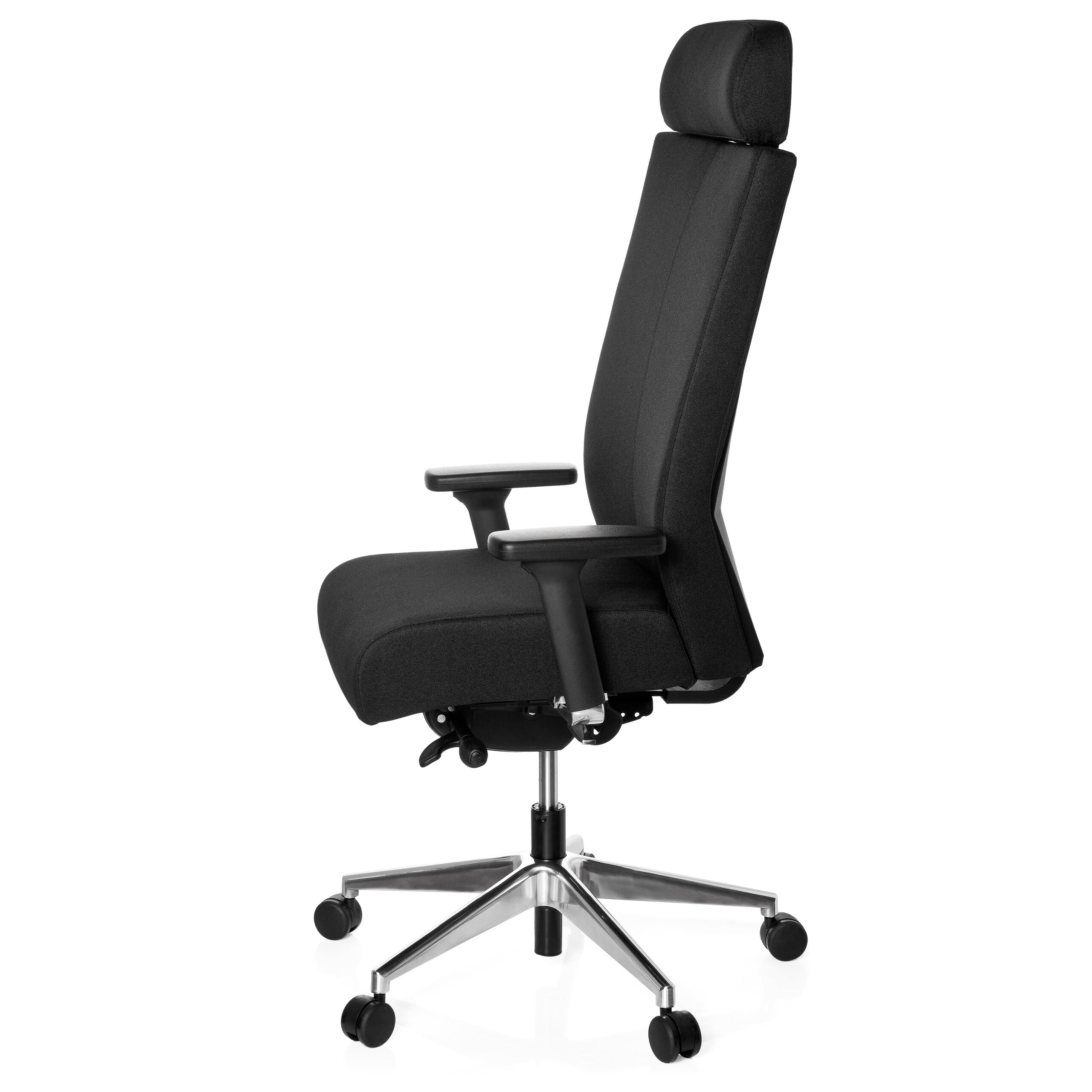 hjh OFFICE 608610 Profi Bürostuhl PRO-TEC XXL Stoff Schwarz Chefsessel ergonomisch, bis 150kg belastbar, hohe Rückenlehne