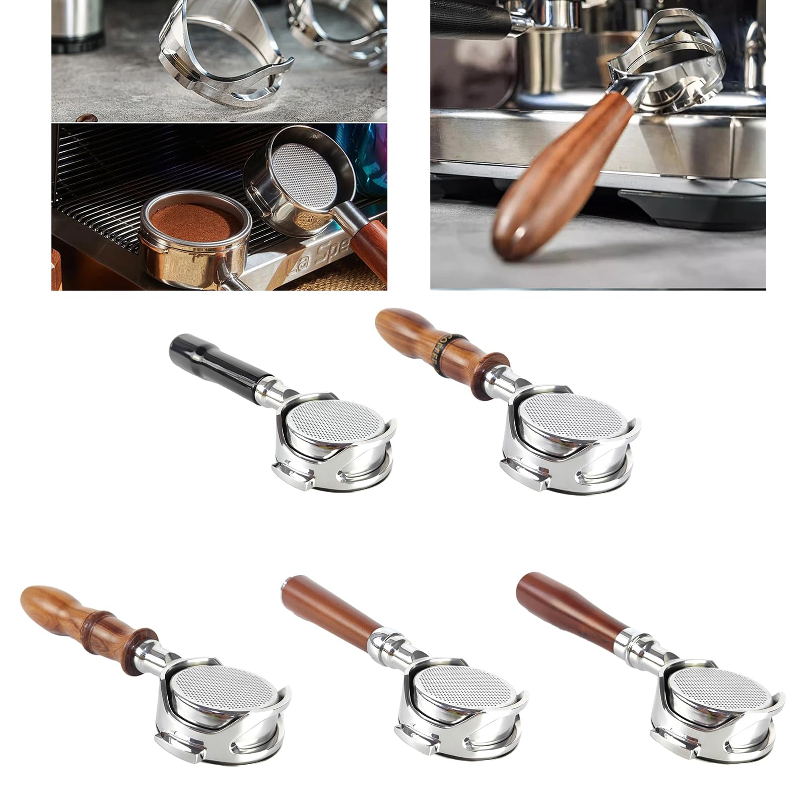 Portafiltro para cafetera de madera, mango sin fondo, 58 mm, portafiltro sin fondo para EXPOBAR E61 FAEMA SEMRMO