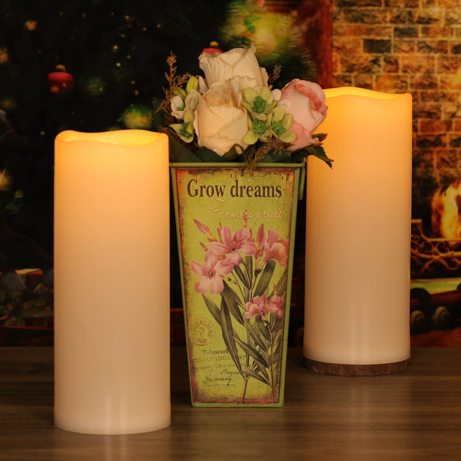 OWLZOO 2-Pack 8-inch Outdoor LED Waterproof Pillar Candles - Flameless, Battery Powered With Timer
