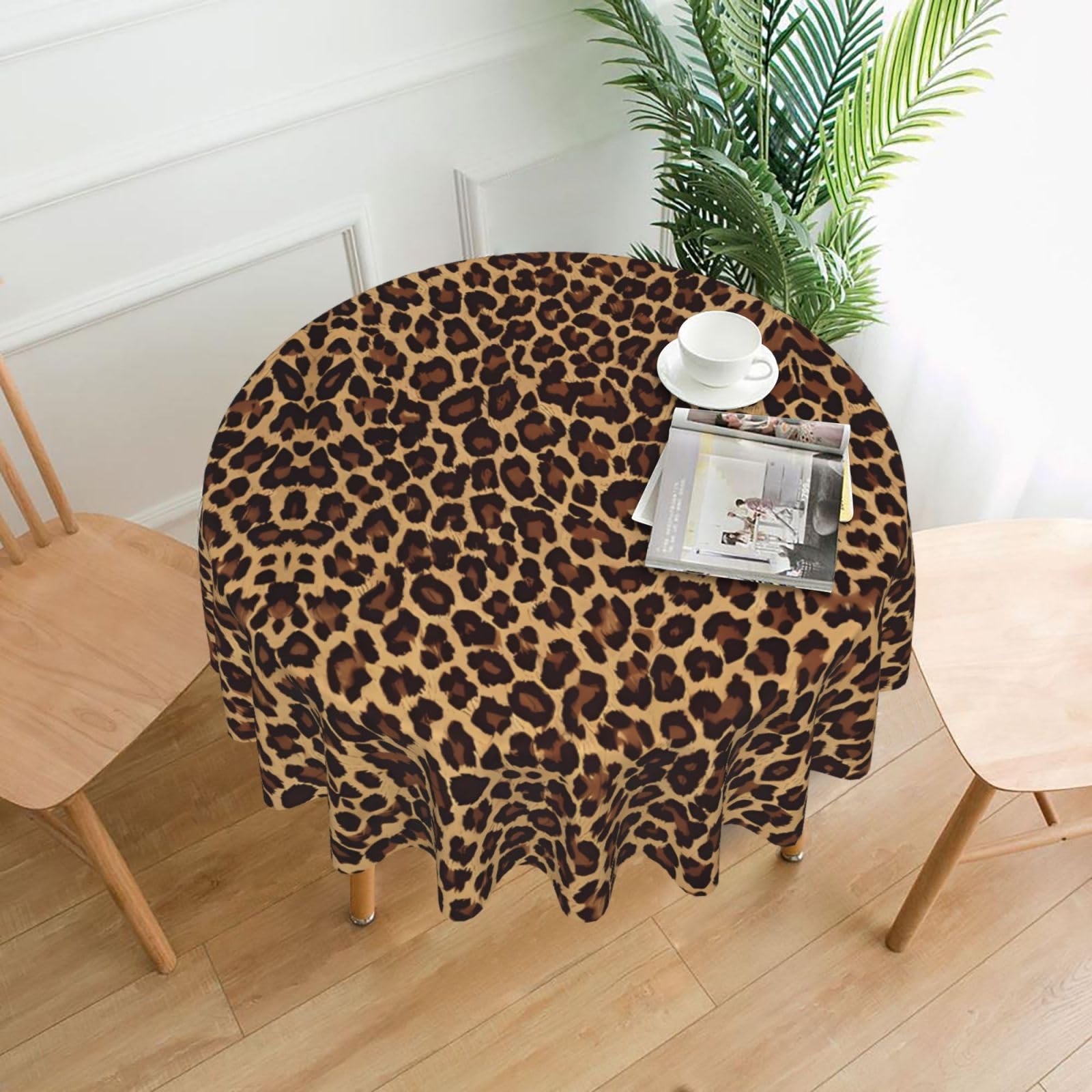 YYHHAOFA Cool Cheetah Leopard Prints 60in Round Decorative Tablecloth – High-Grade Polyester Throw Cover for Dining, Parties, and Outdoor Events
