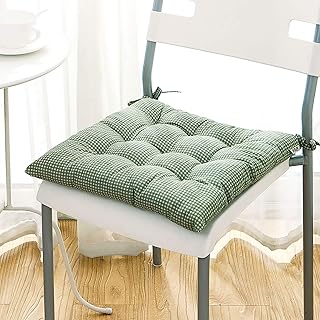 WZLJW Almohadillas De Silla Gruesas,Grid Durable Slip Free Seat Cushions Secure Ties Square Soft Armchair Cushion For Home,Oficina,Coche,Viaje-Verde 45x45cm