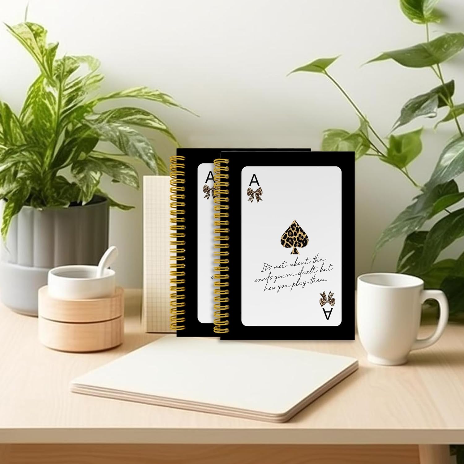 Trendy Leopard Poker Notebook Journal, Cheetah Print Gifts for Women, Preppy Girly Aesthetic Spiral Notebook 5.5x8.3, Preppy Coquette Leopard Bow Journal for Office School Supplies - Image 5