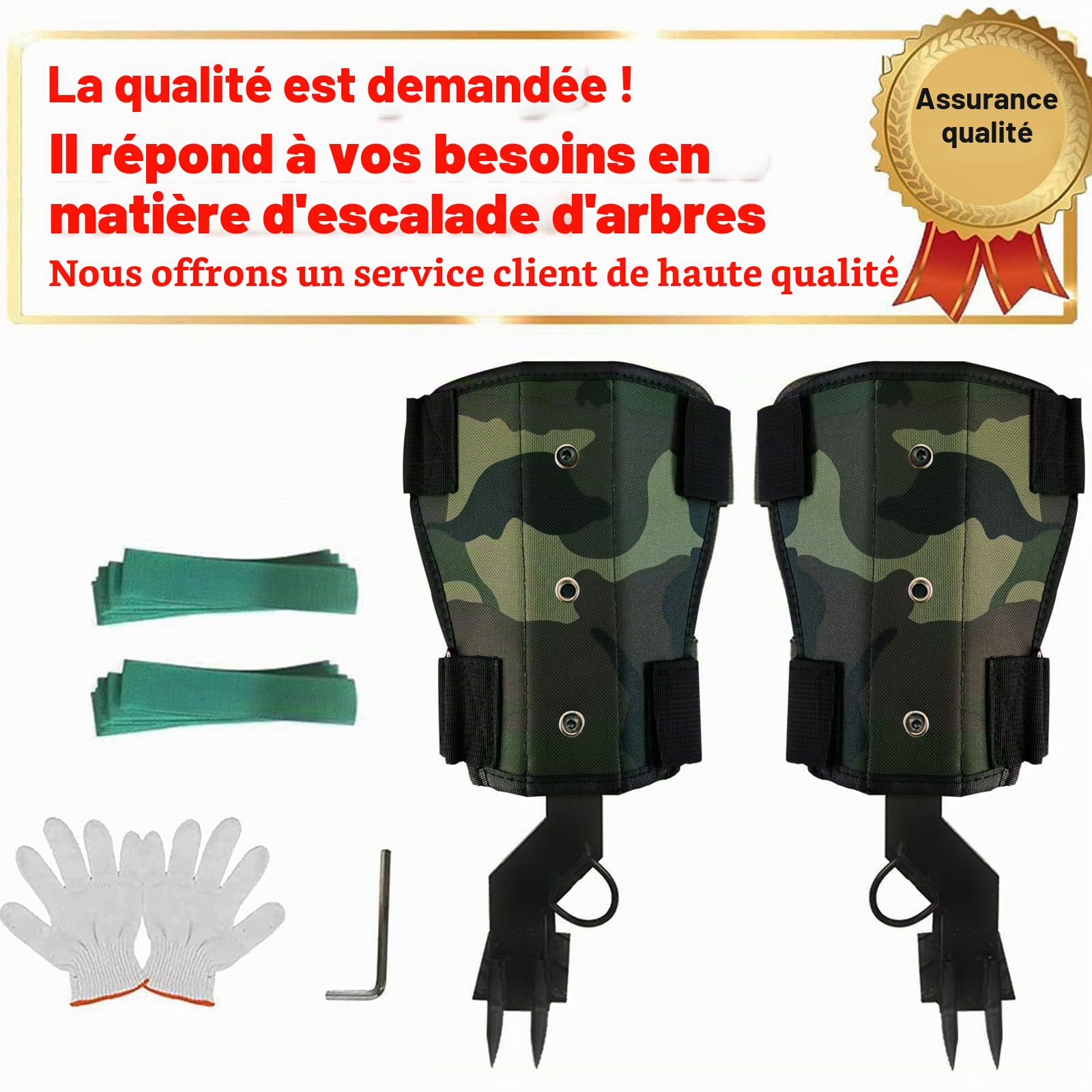 Crampons Escalade Arbre, équipement antidérapant et kit forestier pour chaussures d'escalade et camping