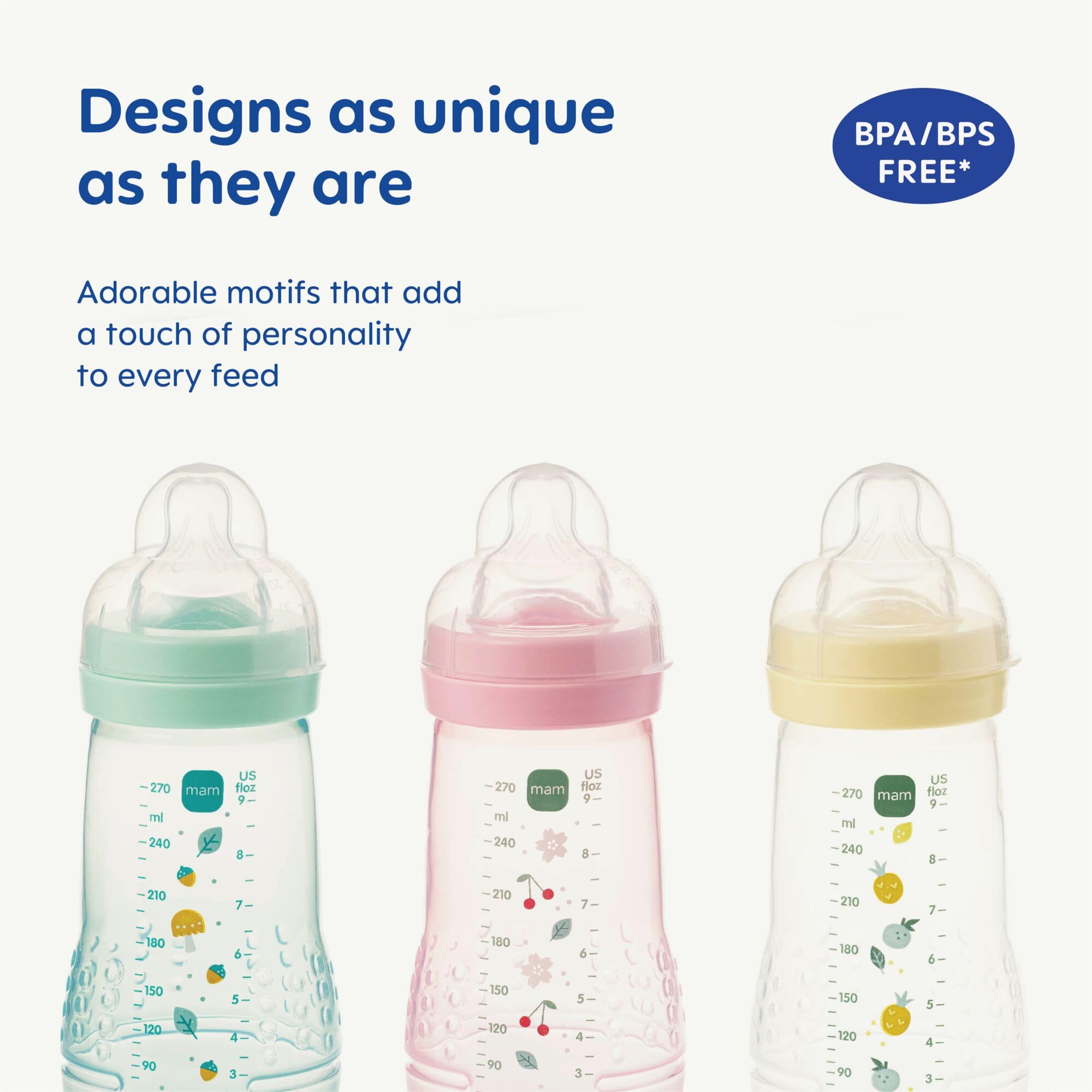 MAM Easy Active Lot de 4 tétines MAM à débit rapide Taille 3 + 1 débit extra rapide Bleu 330 ml