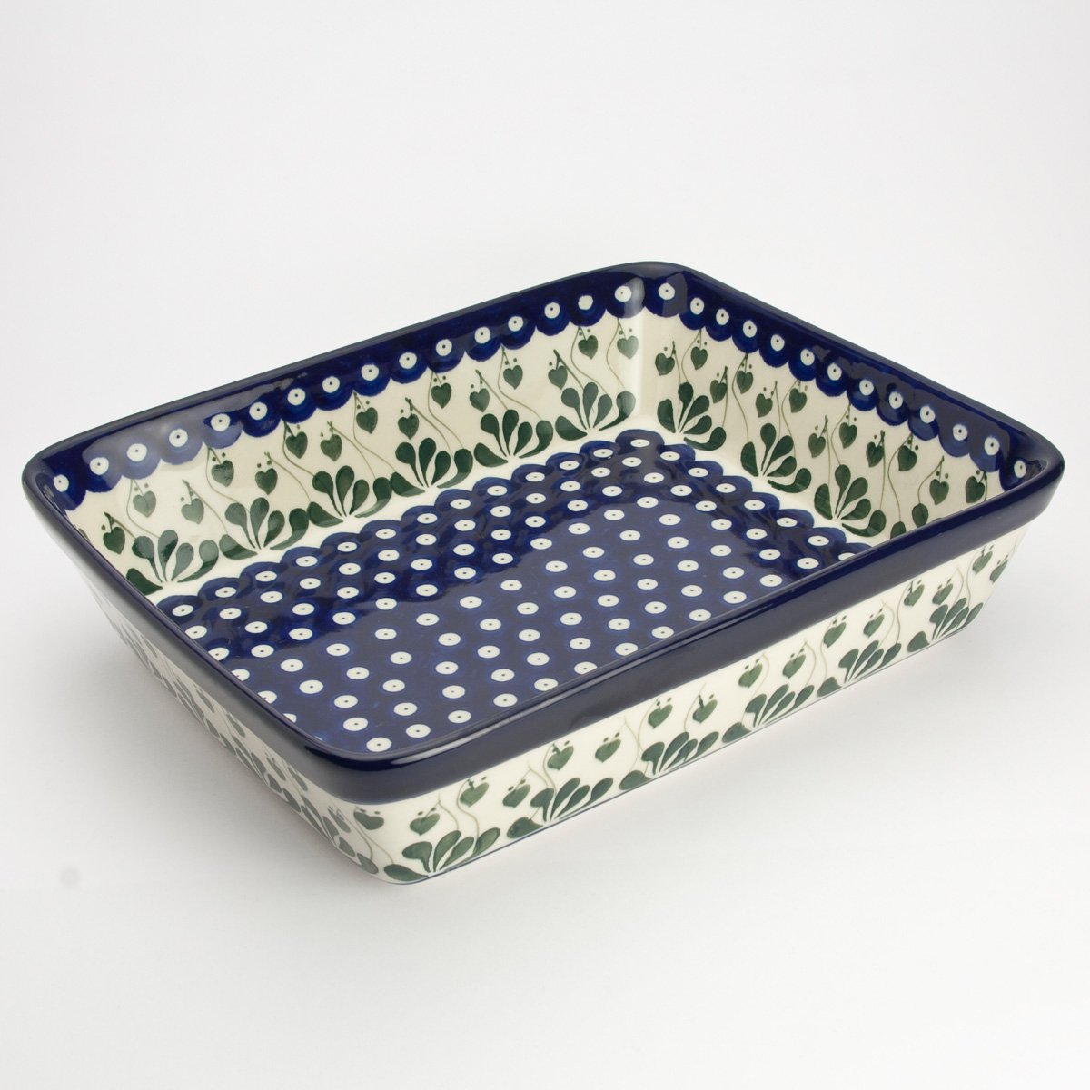Walensee Polish Pottery 28Cm X 23Cm Medium Lasagne Oven Serving Dish - Love Leaf