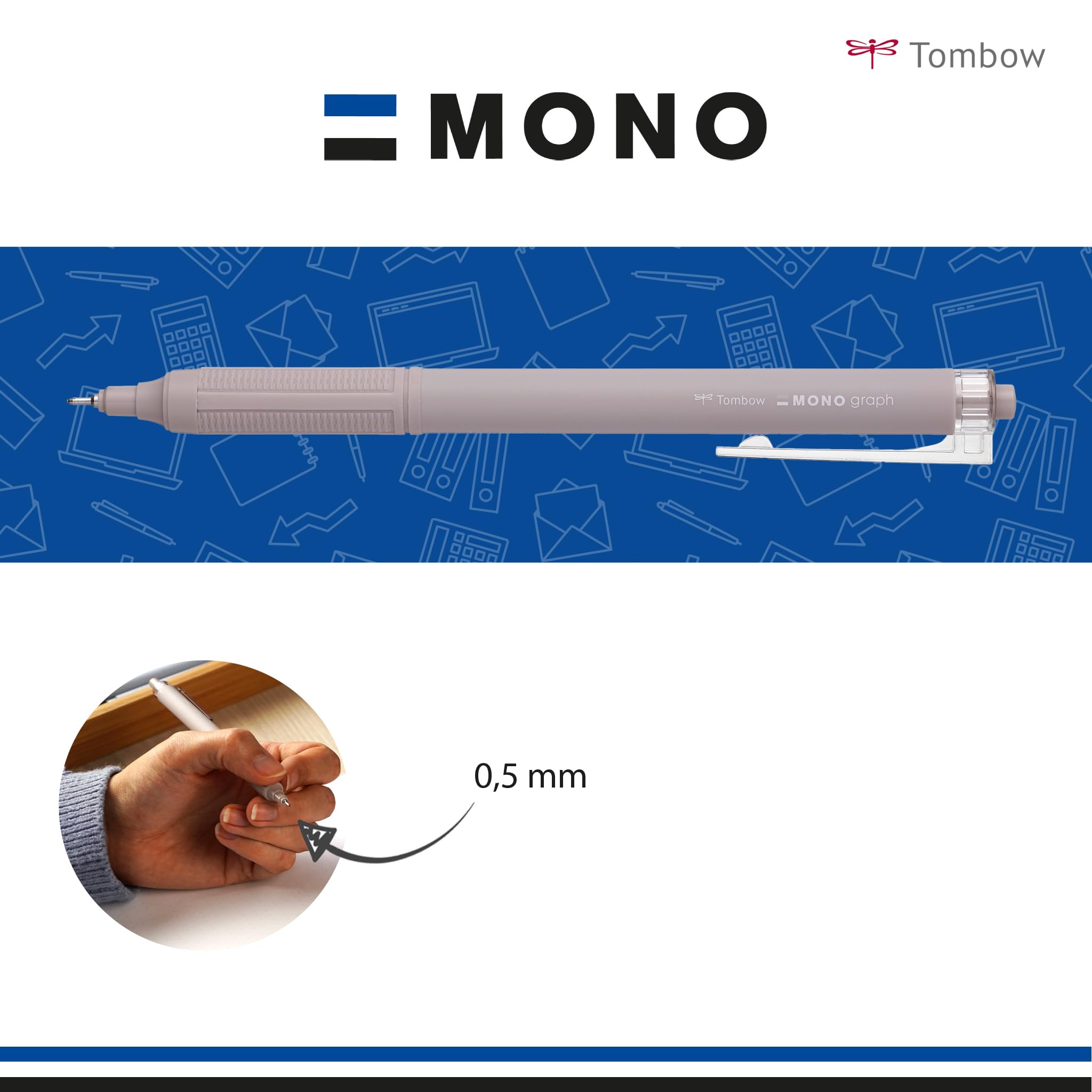 Image secondaire de Stylo à bille Tombow MONO graph Lite - Marron Fumé, Écriture Précise et Confortable
