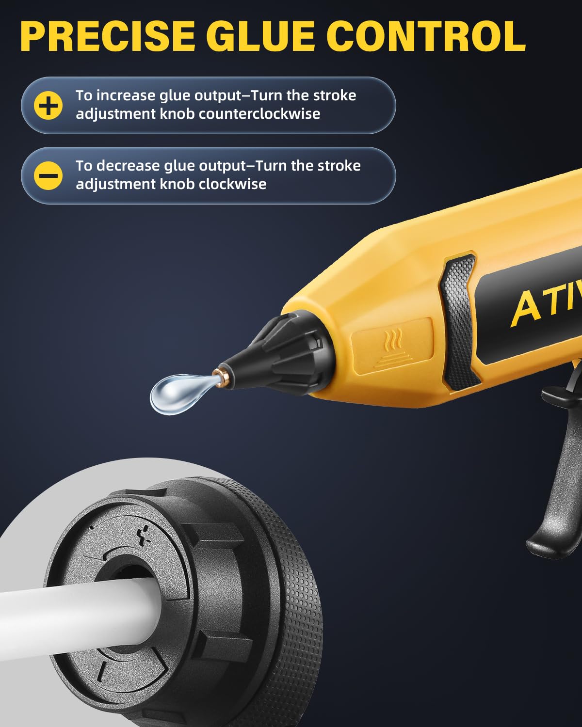 Pistolet à colle chaude sans fil 100 W compatible avec batterie DeWalt 20 V (outil uniquement), pistolet à colle numérique sans fil amélioré à température réglable avec 10 bâtons de colle de