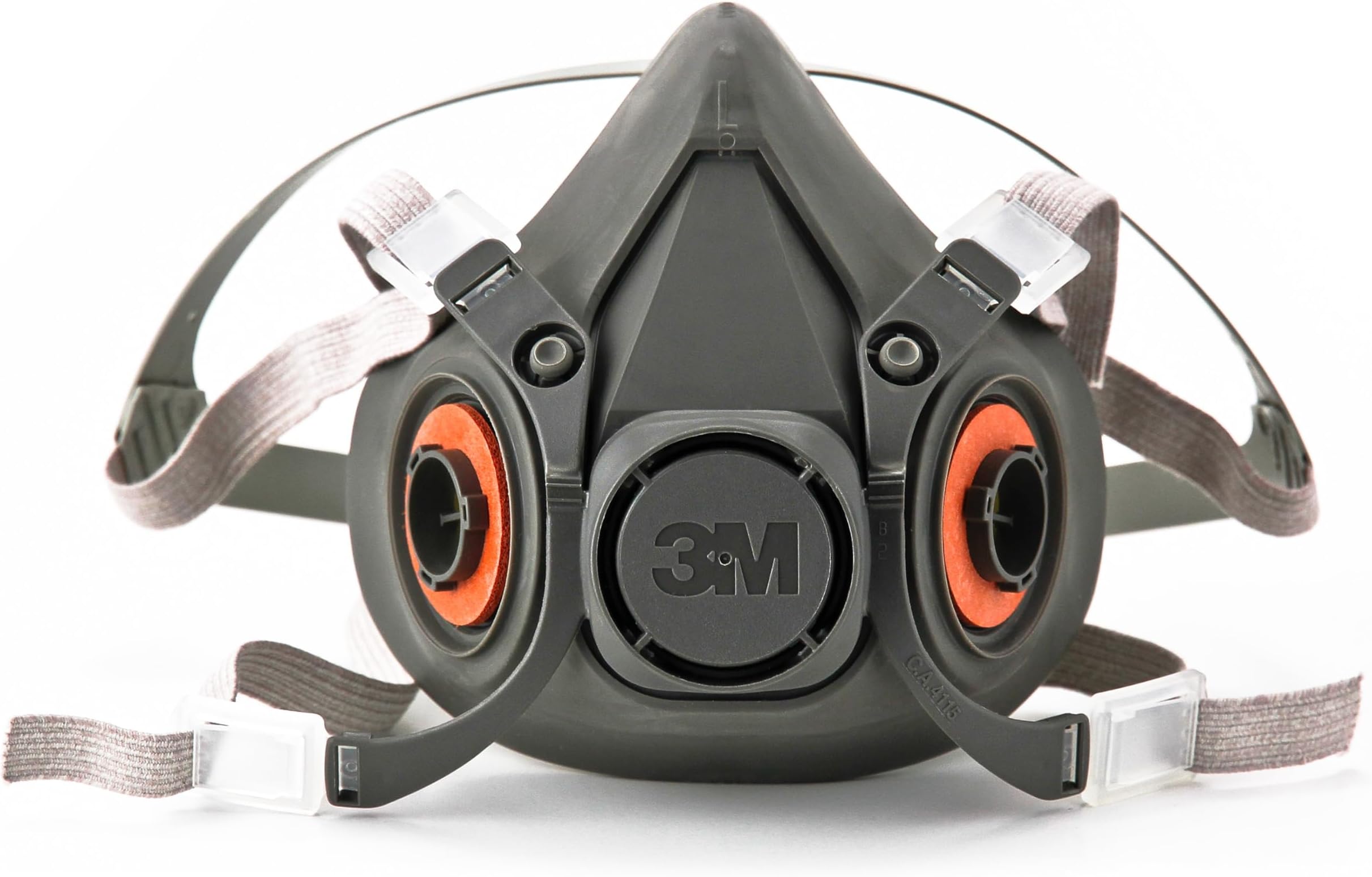 Half Facepiece Reusable Respirator 6300, NIOSH, Four-Point Harness, Comfortable Fit, Dual Airline Supplied Air Compatible, Bayonet Connections, Painting, Sanding, Cleaning, Large