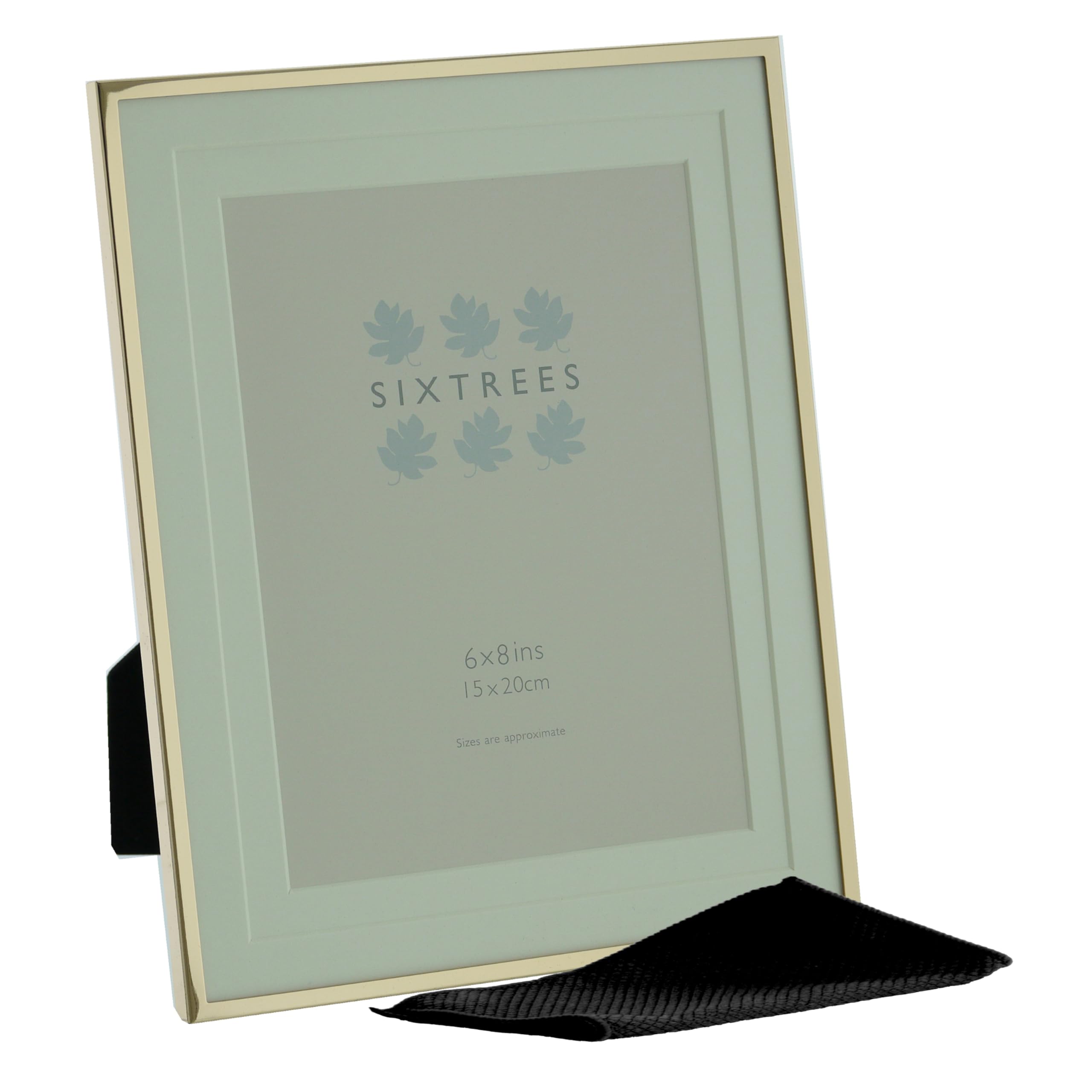 Sixtrees Park Lane 275368(MIF) Polished Gold Metal 6 x 8 inch Photo Frame with Double Mount - Complete with microfibre polishing cloth.