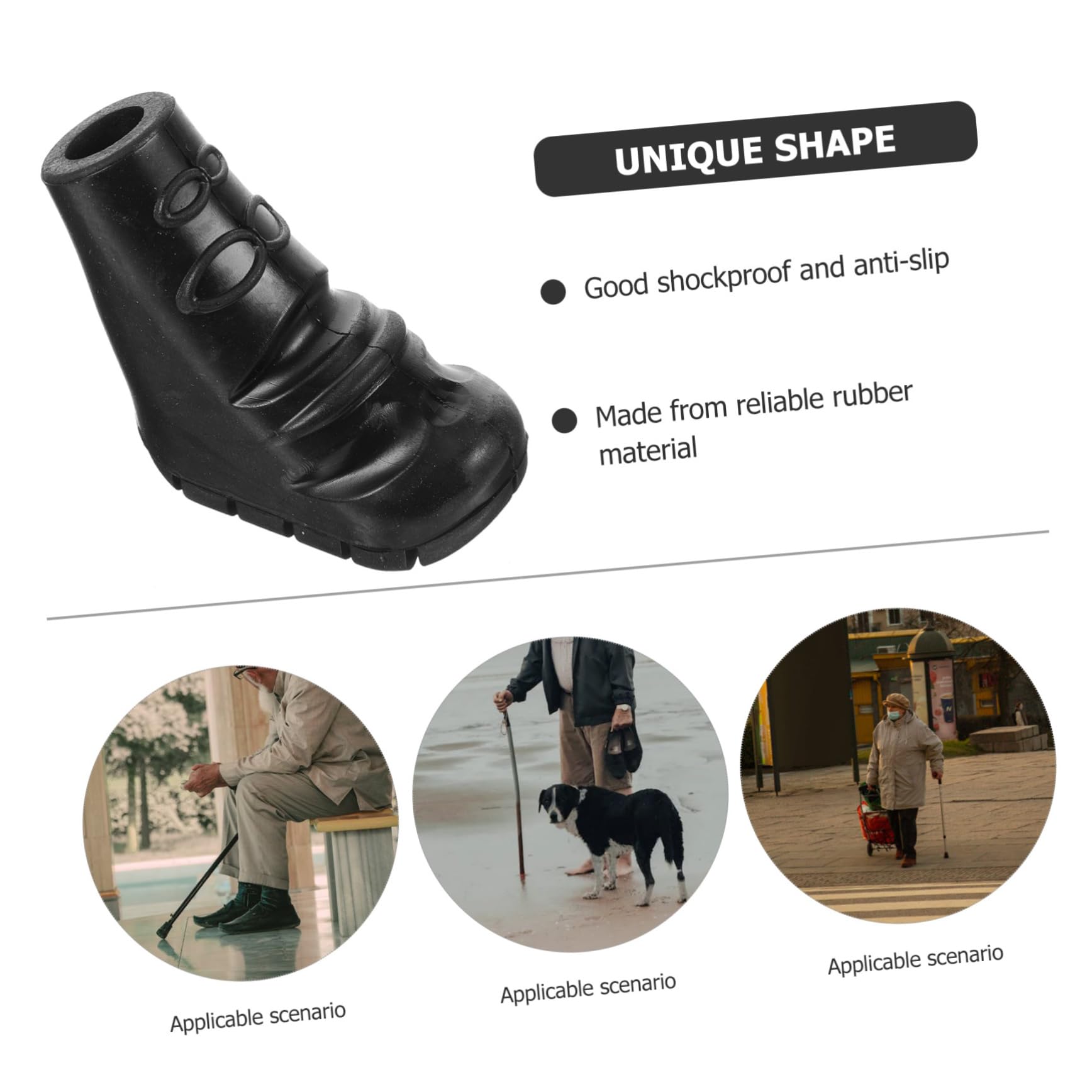 Balacoo Durable Trekking Pole Rubber Tips Skid Foot Covers for Walking Canes and Crutches High Strength Foot Pads Cane Accessories for Stability and Balance