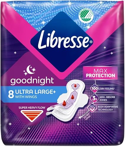 Libresse Goodnight Ultra Large Sanitary Napkin with wings (Pack of 8)