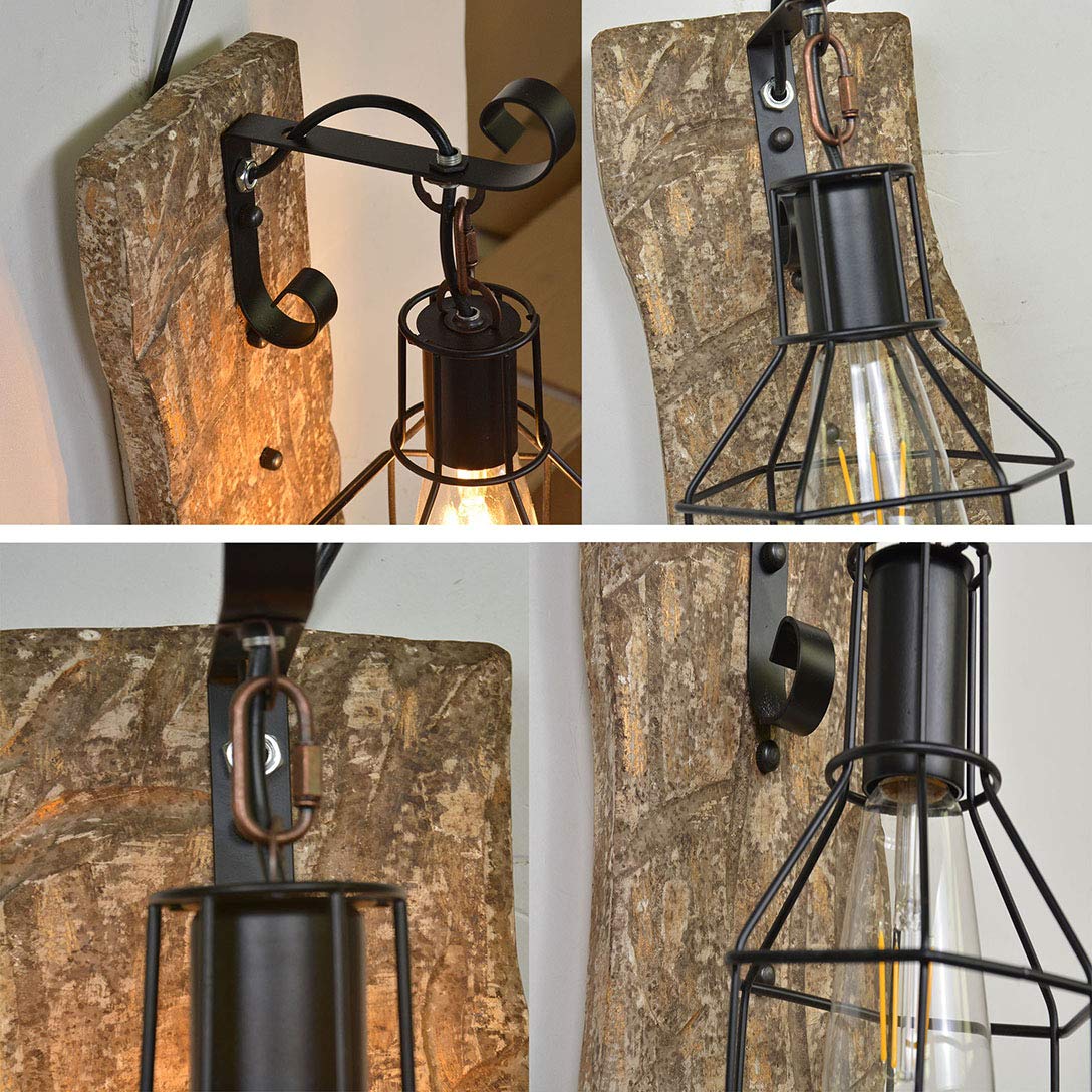 Indoor Wall Sconce Vintage Nostalgia Wall Lamp Anti-Rust Wall Light Glass Lampshade Walls Lantern Wrought Iron Wall Mount Lighting Sweep Red Wall Fixture Dining Room Bracket Lights - View #12