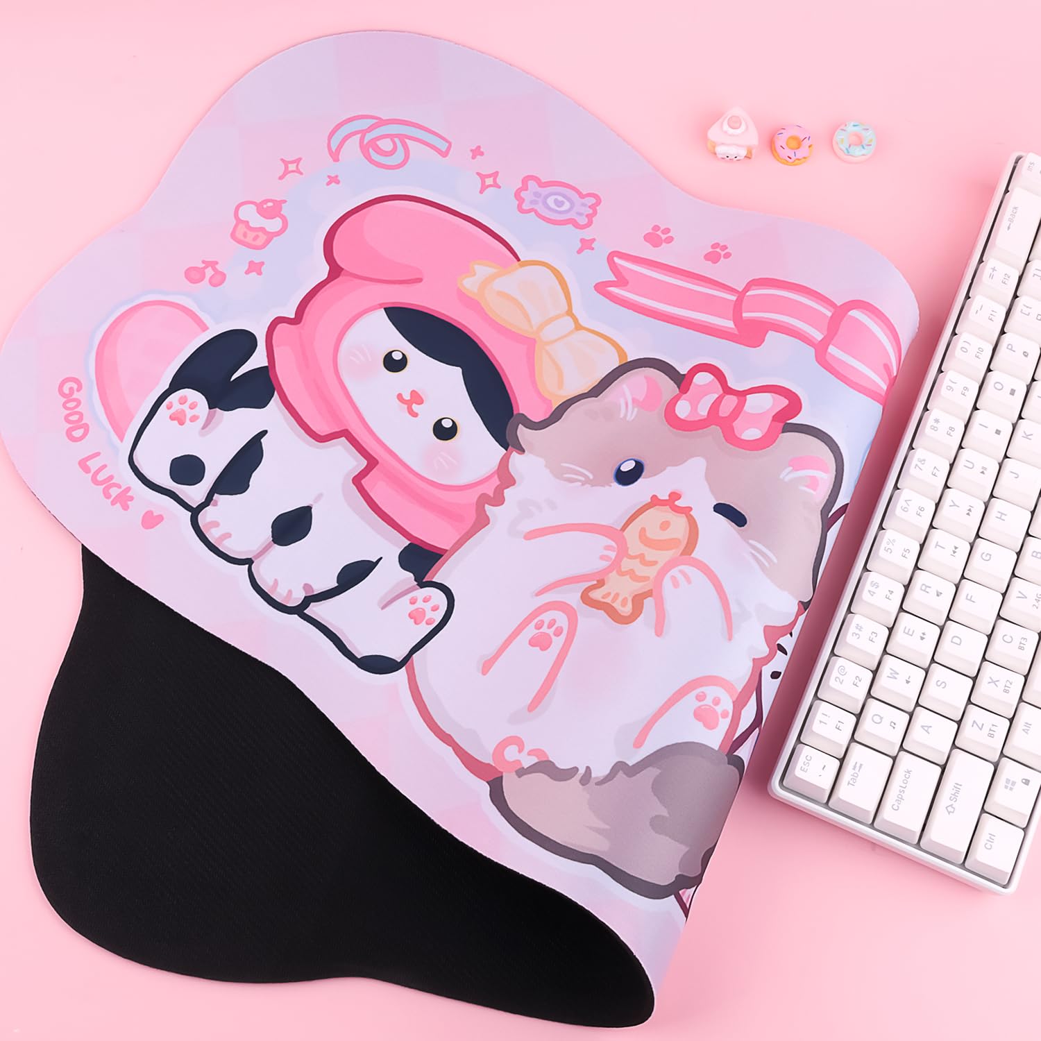 Tappetino per mouse da gioco, impermeabile, extra large, XL, antiscivolo, carino, tappetino per mouse da gioco, tappetino da scrivania per gamer, ufficio e casa, motivo: gattino