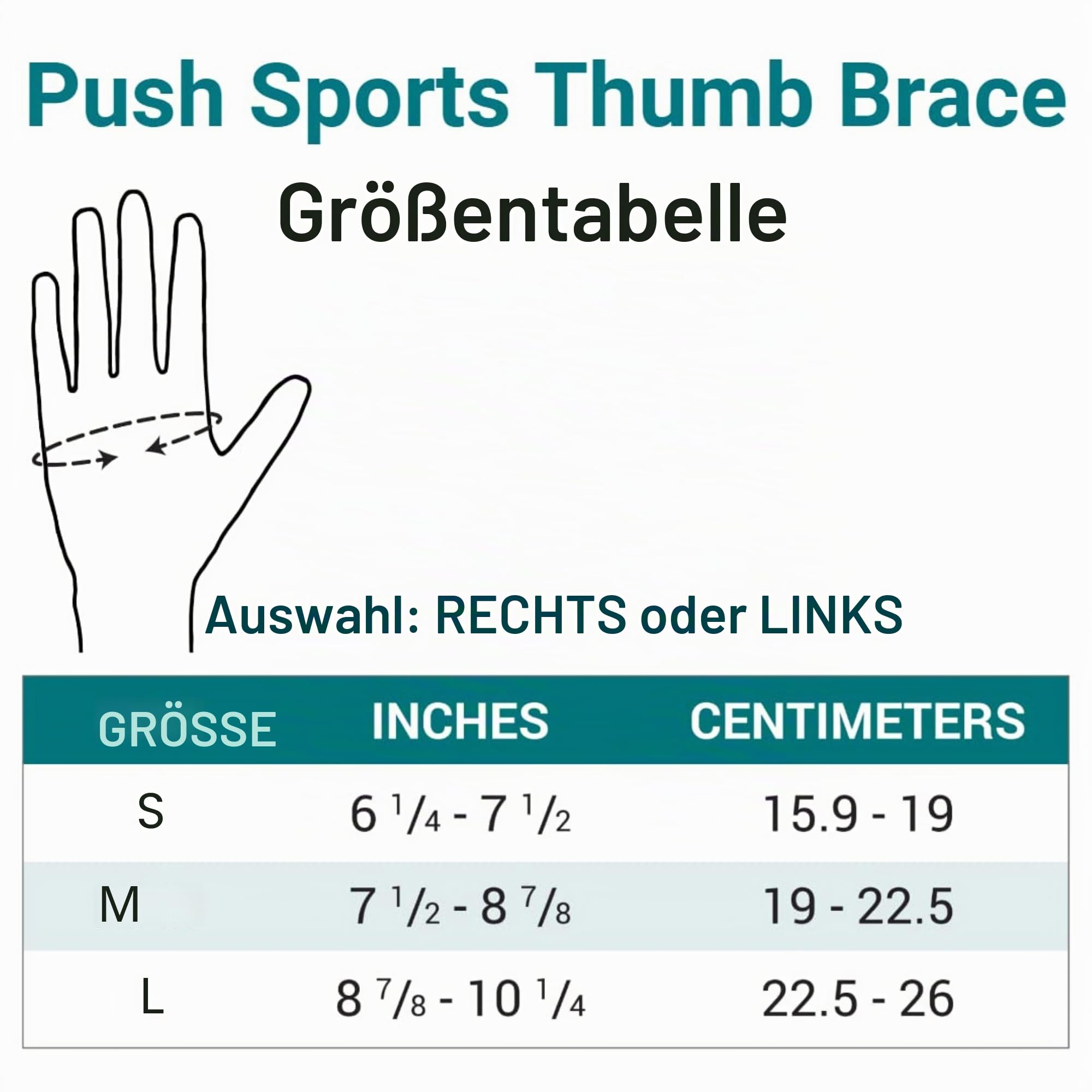 Push Sports Daumenbandage für Seitenbandruptur des Daumens, bei Bruch oder Instabilität des MCP-1-Gelenks