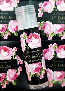 Homemade Skincare Products Adhesive Labels Stickers for Lip Balm Container Tubes 20pcs (Black with Rose)