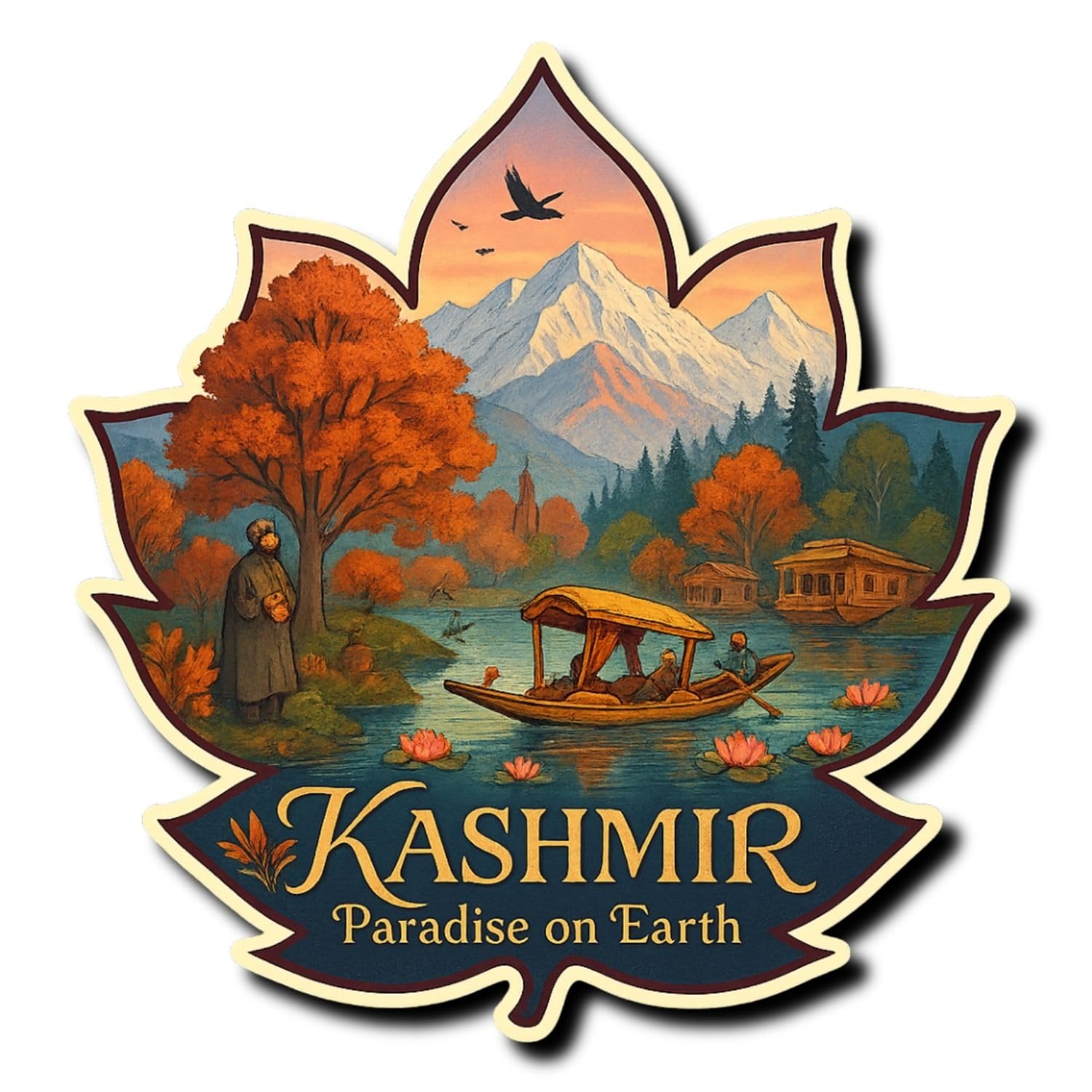 Kashmir Fridge Magnet - Stunning India Art -1 Kashmir Fridge Magnet - Stunning India Art -1