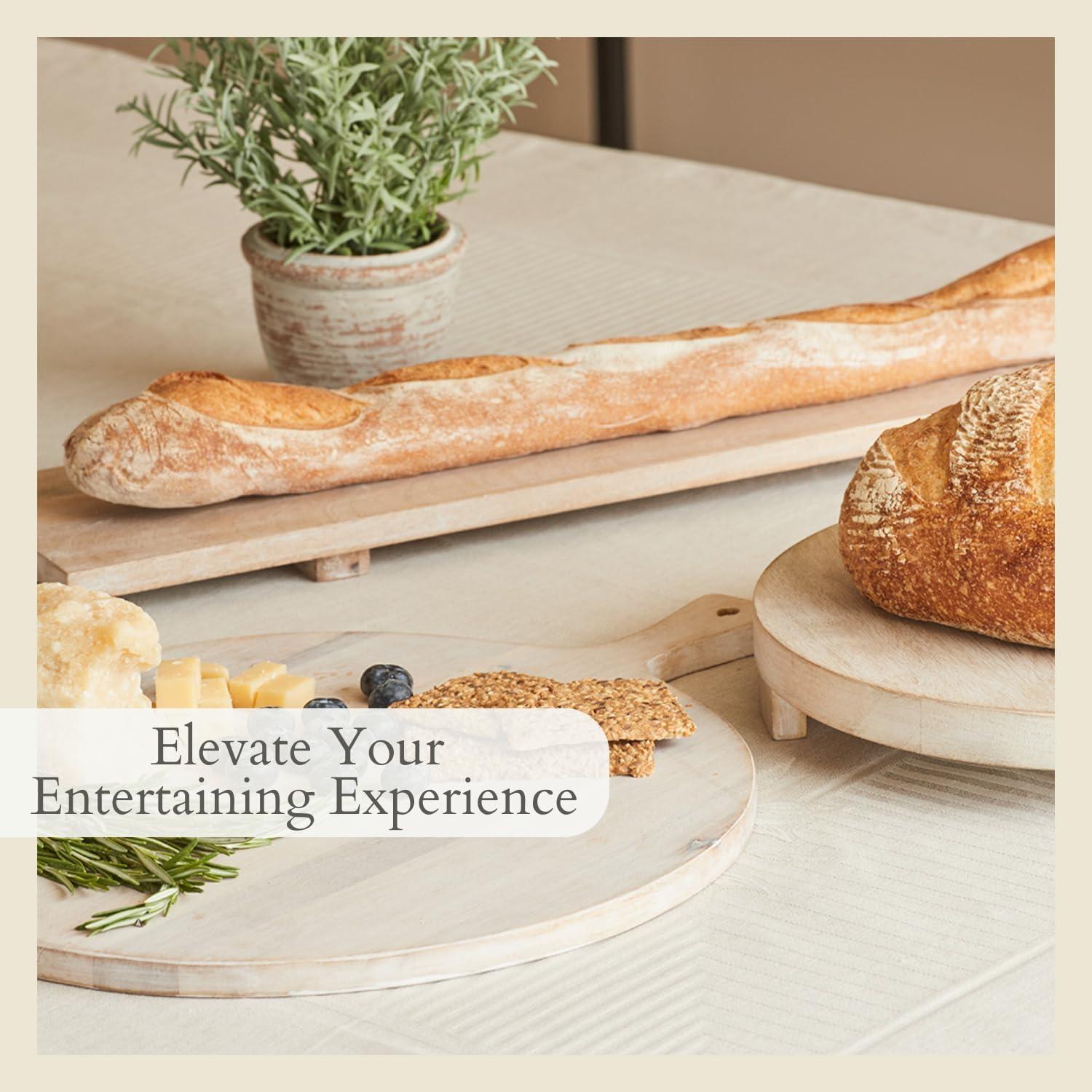 CG Hunter 12' Artisan-Crafted Mango Wood Cheese Board, Elegant Wooden Serving Platter for Charcuterie, Cheese Display, Appetizers, Perfect for Entertaining & Home Decor