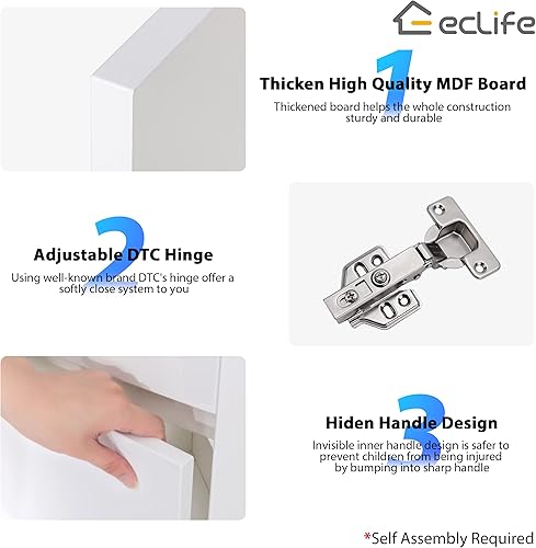 Miniatura 5 de eclife Combo de lavabo de baño esquinero de 22 pulgadas para espacio pequeño montado en la pared, gabinete flotante con fregadero de resina blanca y