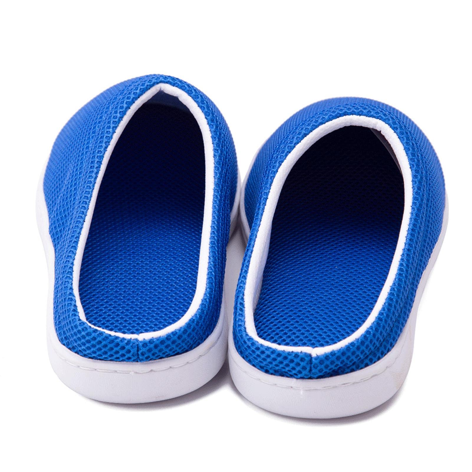 Zapatillas de casa de gel de bambú de malla 3D para mujer, zapatos planos de espuma viscoelástica para interior de mujer (Blue m)